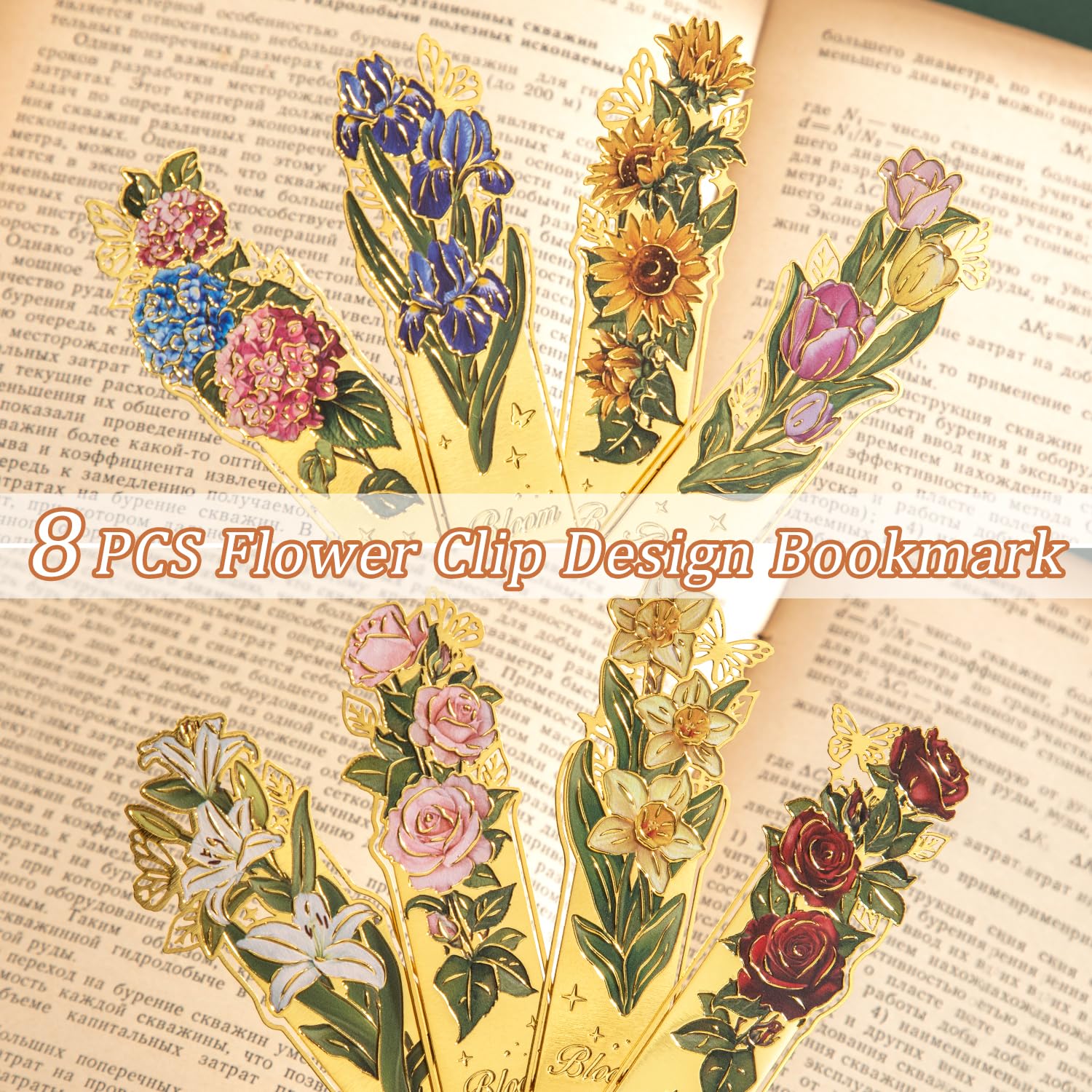 4 Pieces Metal Bookmarks with Tassel, Golden Hollow Bookmark Oil Painting Theme Book Mark Bookmarks for Book Lovers Writers Readers Children Teens Men Women Adults