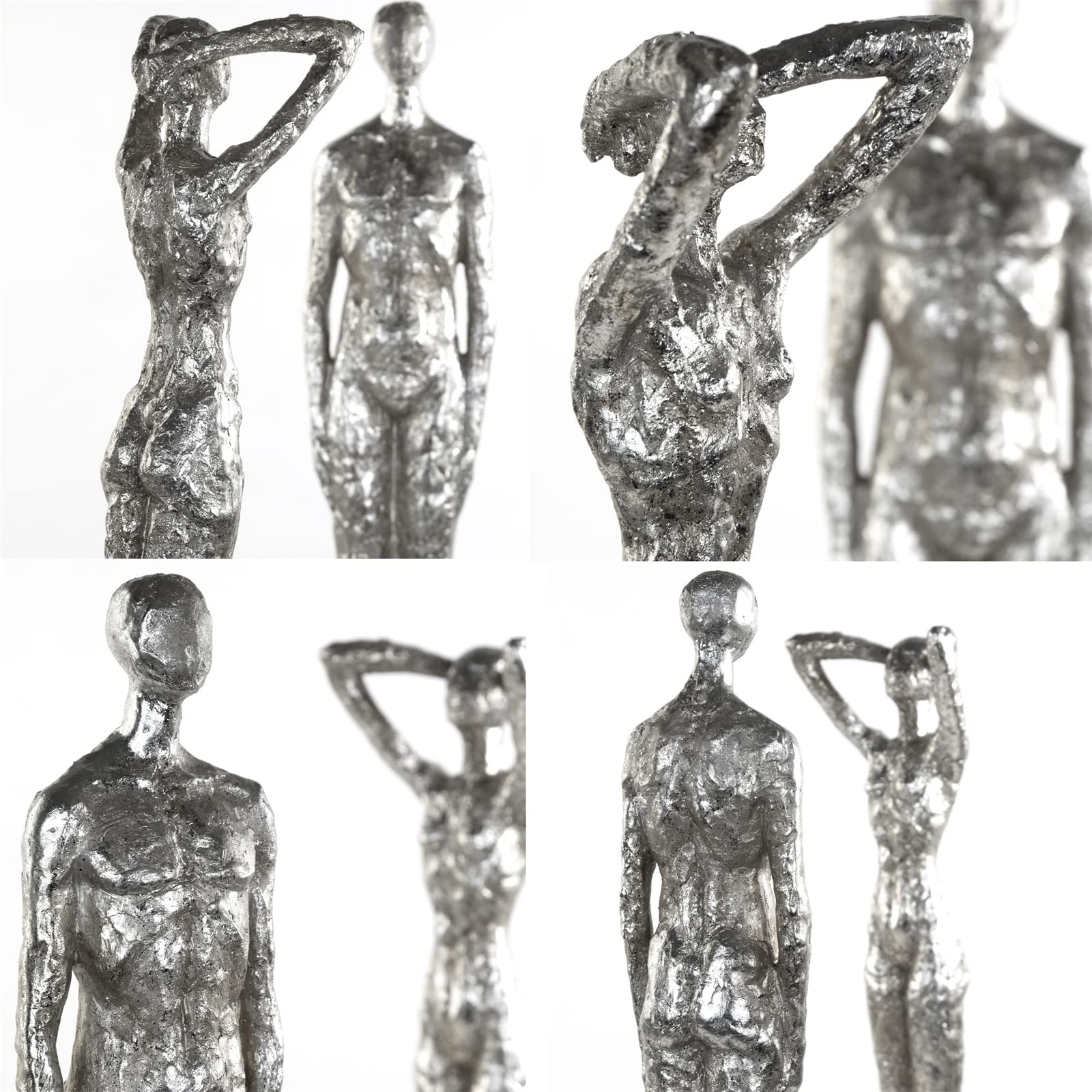 DESIGN DELIGHTS Moderne SKULPTUR Millenium | Mann & Frau, 2-teilig, Poly Kunststein, Silber 59 cm | Dekoobjekt, Dekofigur stehend, Statue