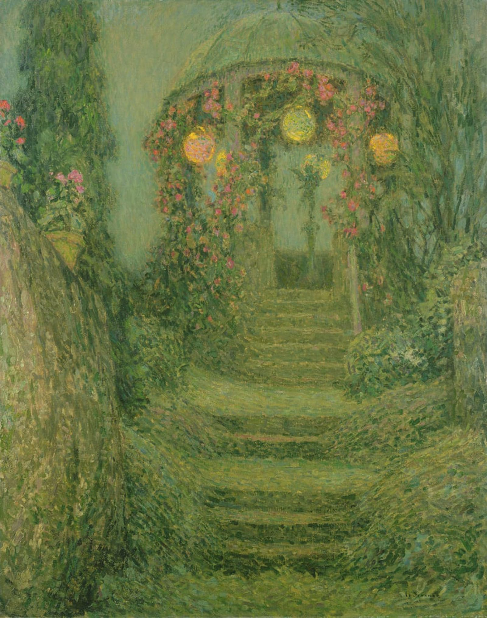 SERENDIPITP Abstract Painting Mural Print Picture Wall Decor Painting the Illuminated Pavilion by Henri Eugene Augustin Le Sidaner Vintage Wall Artwork for Home Decor 60x90cm