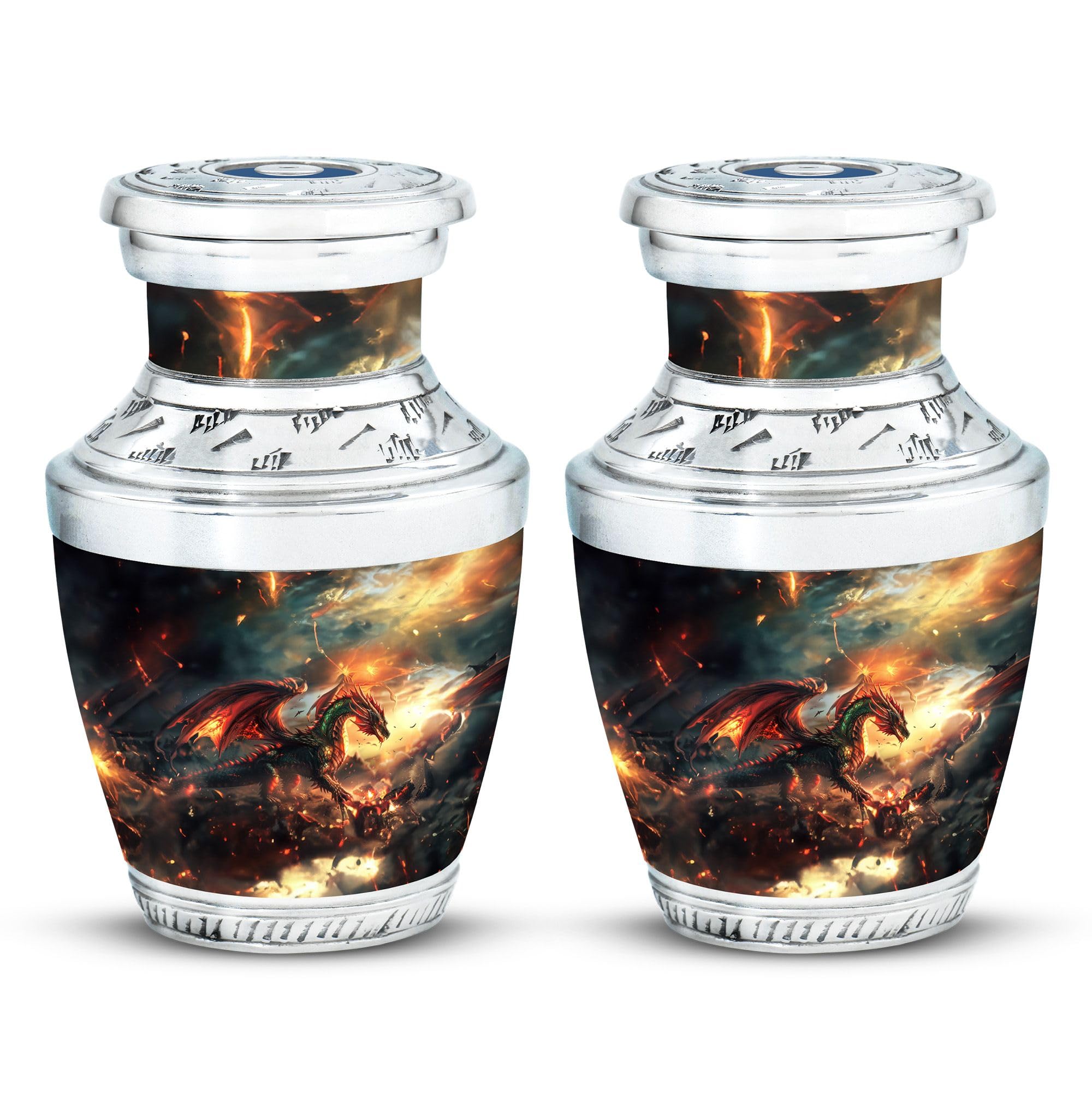 YATHABHISA Dragon Urn, Mini Keepsake Urns for Human Ashes Male & Female - Small Urn Ashes Keepsake - Cremation Urn Human Adult Ashes - Pack of 2 - Urn for Human Ashes Adult (Size 3 Inch)