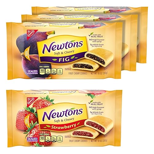 Newtons Soft & Fruit Chewy Fig & Strawberry Cookies Variety Pack, (Fig Bars, Strawberry Bars), 4 Packs - Fig and Strawberry - 4 Pack