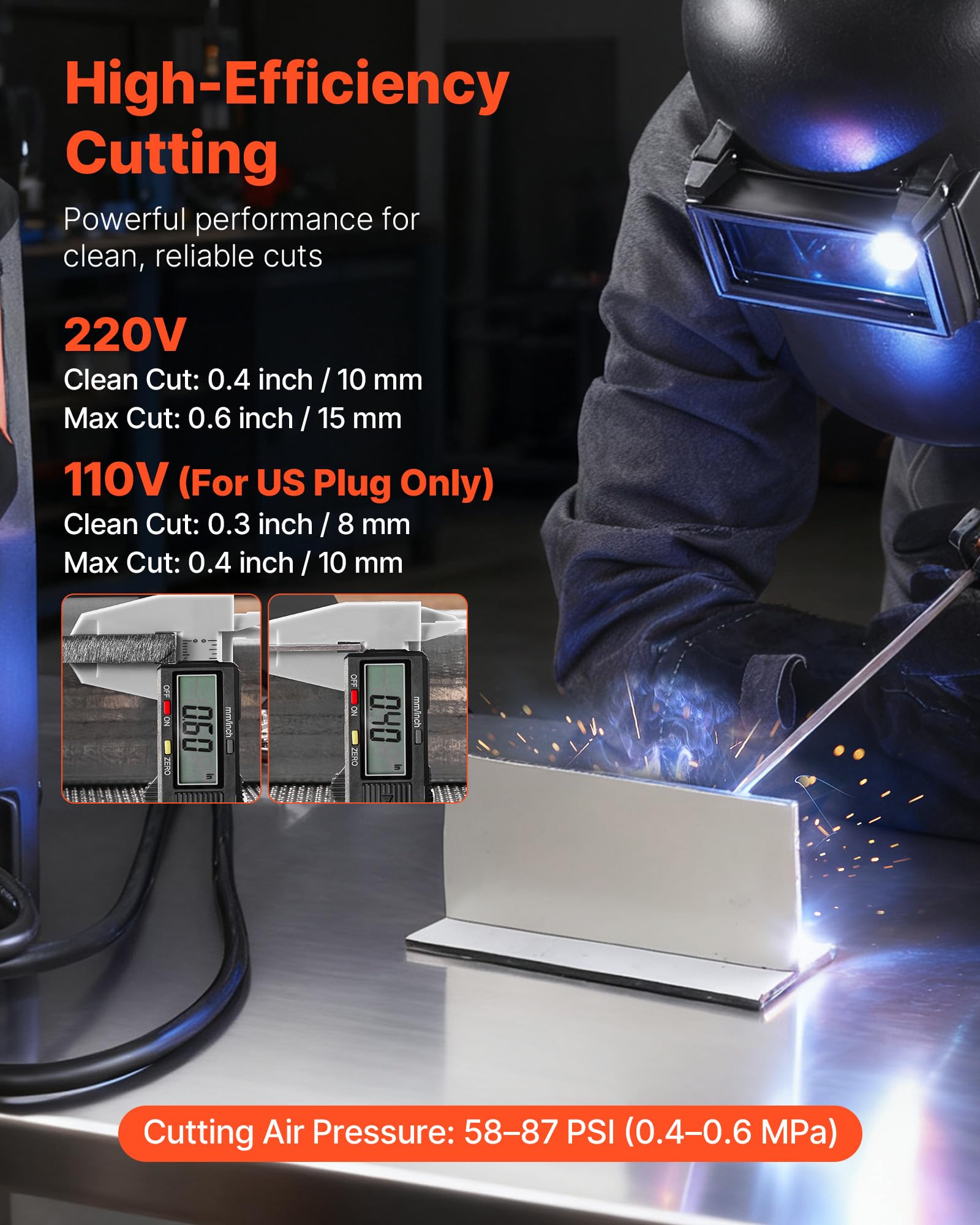 VEVOR Schweißgerät 3-in-1 Kombi, Schneiden/WIG/MMA, 50-A-Plasmaschneider & 200-A-WIG-Elektrodenschweißgerät, LED-Digitalanzeige mit 2T/4T/PA/PT-Funktion für Heimwerkerarbeiten & Werkstätten