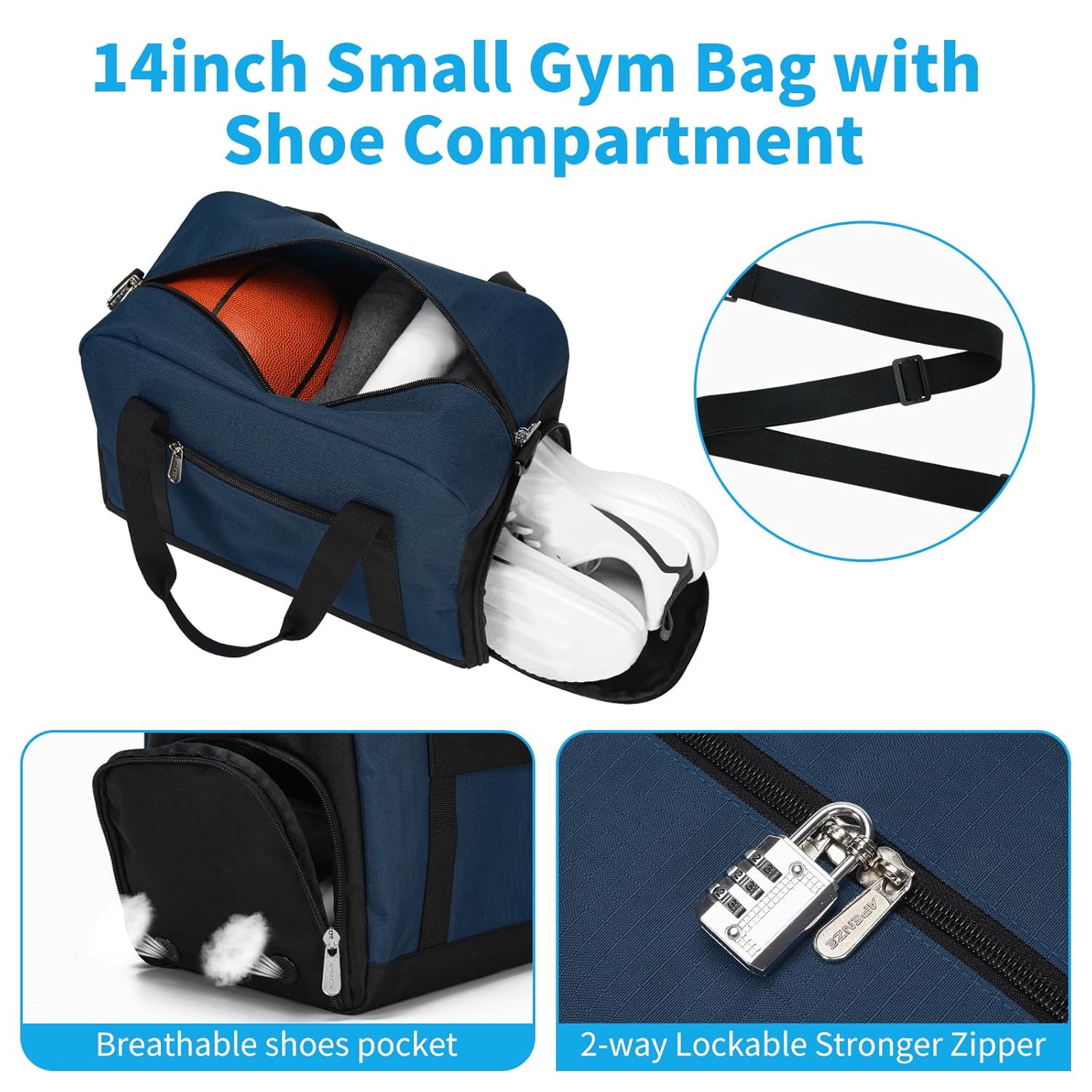 Apenze Pequena bolsa de ginástica leve de 35,5 cm para viagem esportiva, Azul marinho, 14inch with Shoe Compartment, Bolsa de ginástica pequena em promoção! Veja a oferta e mais achadinhos de Mochilas & Pastas Masculinas 3 Hoje é o melhor dia para comprar Apenze Pequena bolsa de ginástica leve de 35,5 cm para viagem esportiva, Azul marinho, 14inch with Shoe Compartment, Bolsa de ginástica pequena com aquele preço maroto! Promoção! Aproveite a oferta! 3