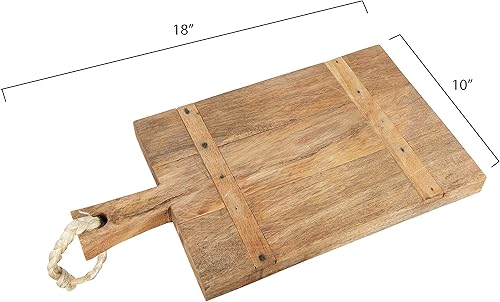 Miniatura 3 de Creative Co-Op Tabla de queso de madera de mango con cuerda en el mango