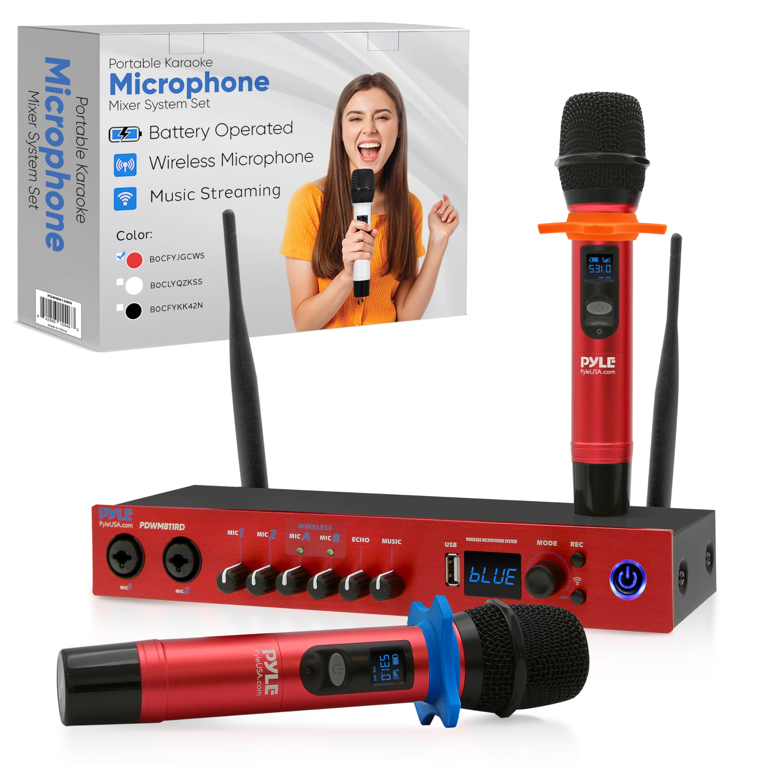Pyle PDWM4540 UHF Wireless Microphone System - Handheld, Lavalier & Headset Combo