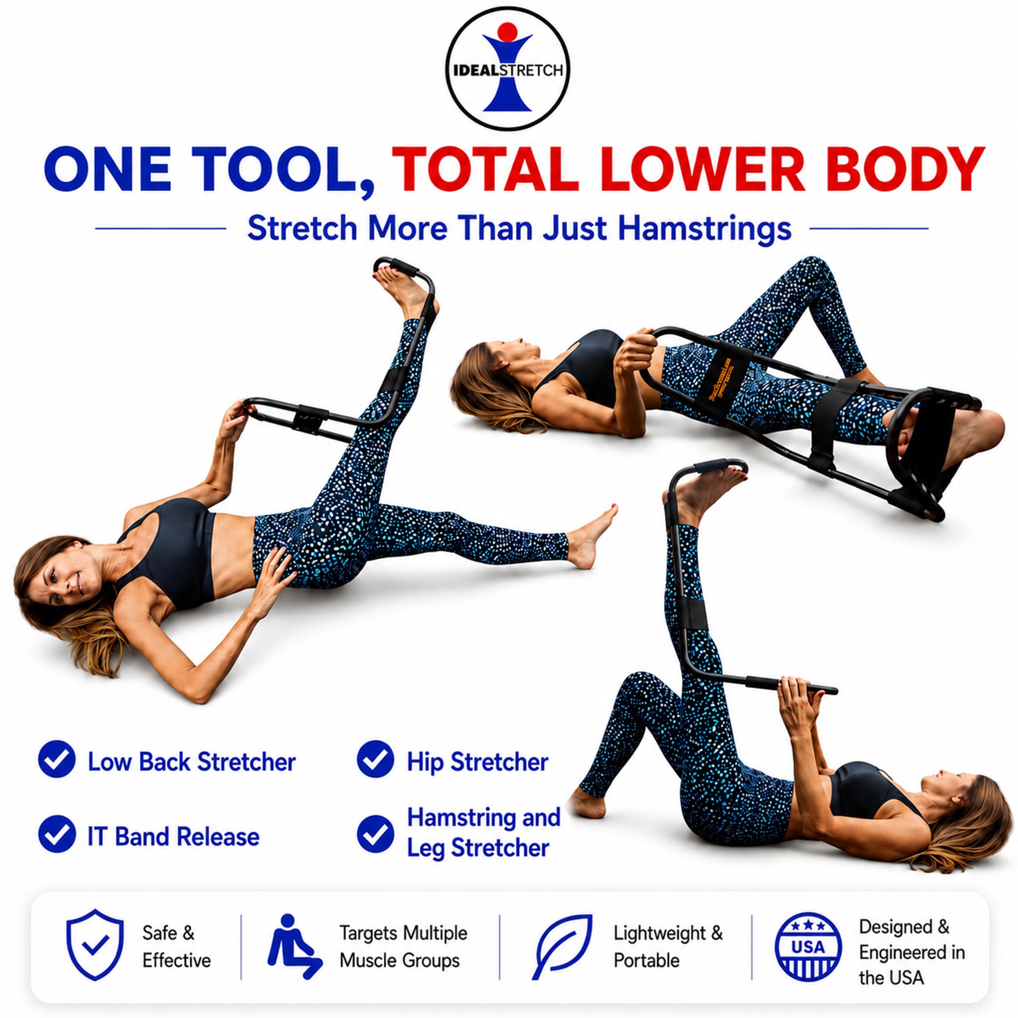 IdealStretch Original Hamstring Stretcher Device - Hamstring & Calf Stretcher Reduces Pain & Provides Deep Knee Stretch