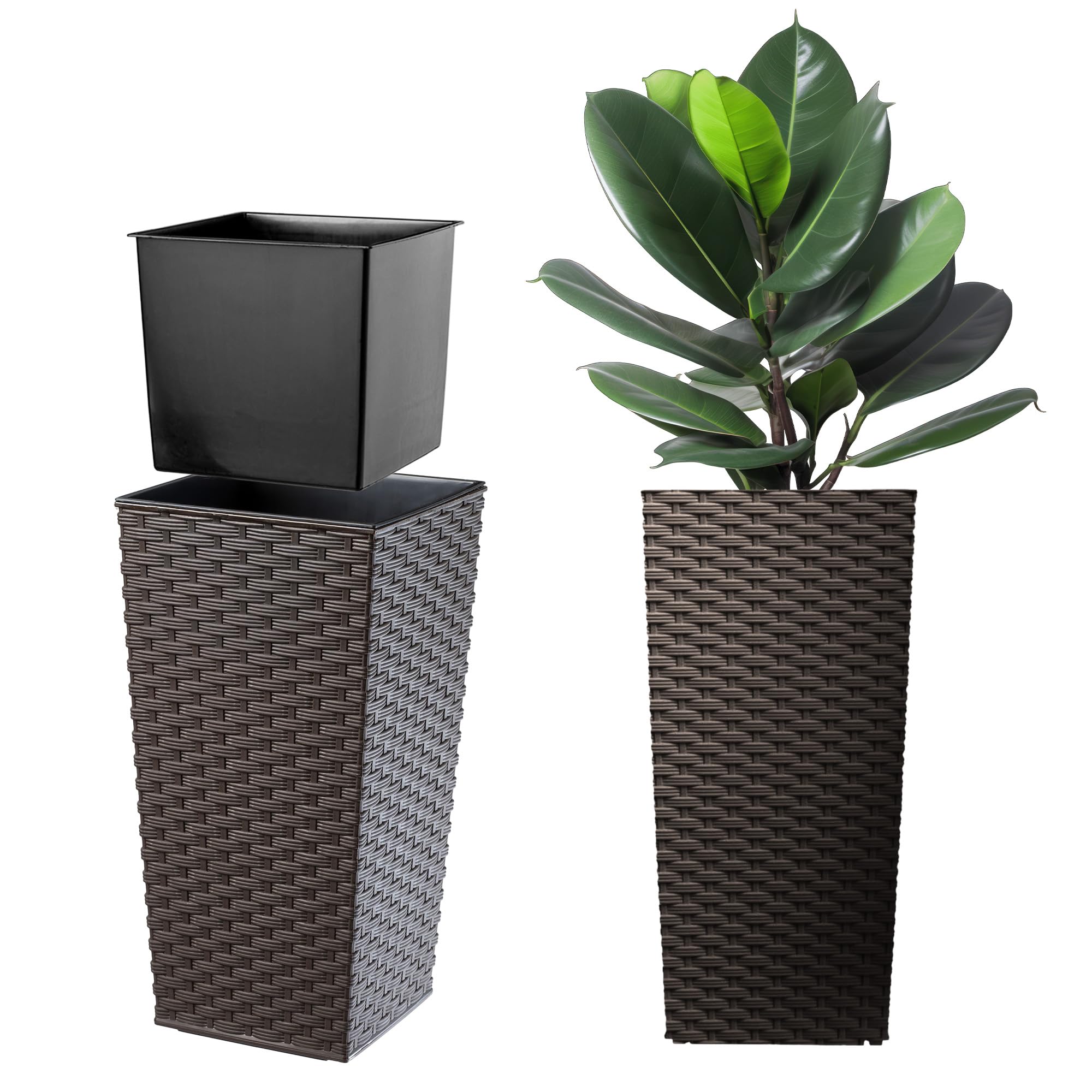 KADAX Macetero Alto de Diseño Moderno para Plantas de Interior y Exterior, Maceta Grande de Plástico, Jardinera Alta (Crema, Texturizado, 68 cm) — view 8