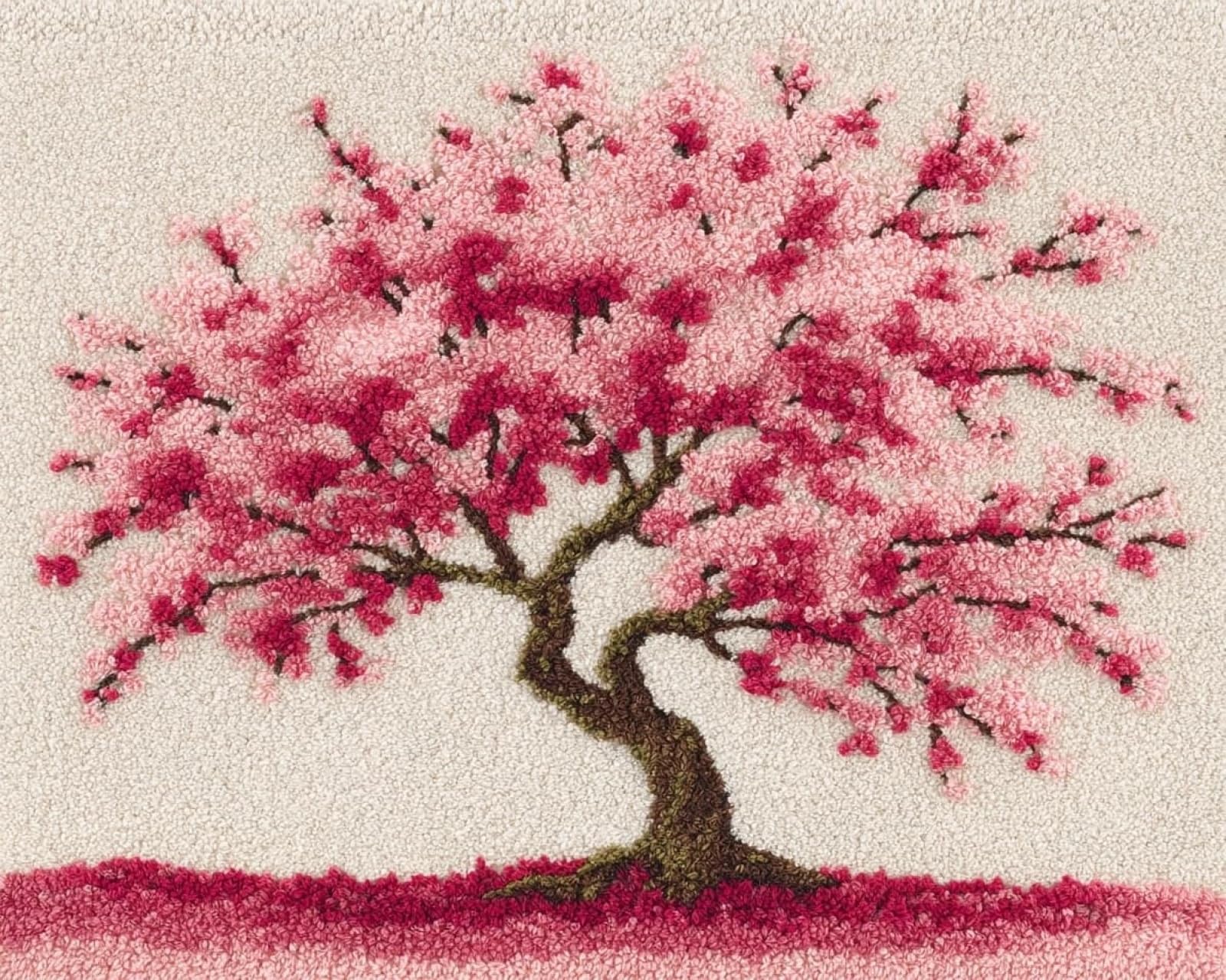 Wallphantom Latch Hook Craft Kits,Cherry Blossom Tree Landscape