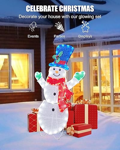 Miniatura 2 de Decoraciones navideñas de muñeco de nieve para exteriores, patio, jardín, hogar, césped, 31.5 pulgadas, luces LED para exteriores, decoraciones de