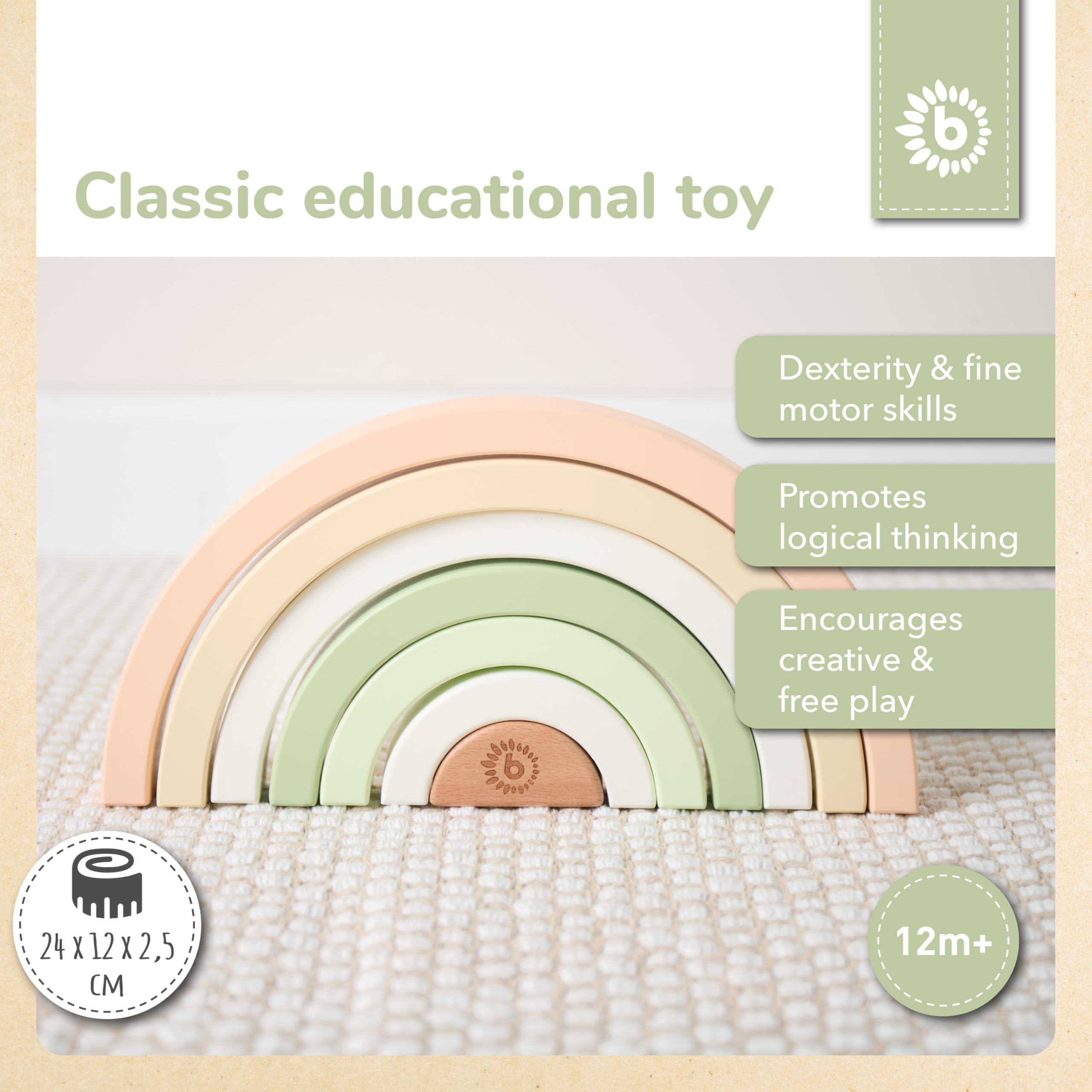 BIECO Rainbow Wooden Bunny Fine, Hase Fine, 24x12x2,5 cm - Image 2