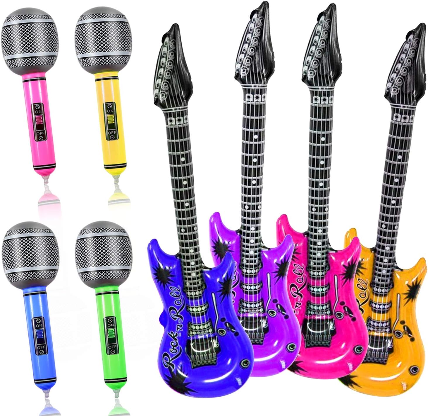 Yojoloin Inflatable Musical Instrument 8 Pcs Inflatable Guitar Large
