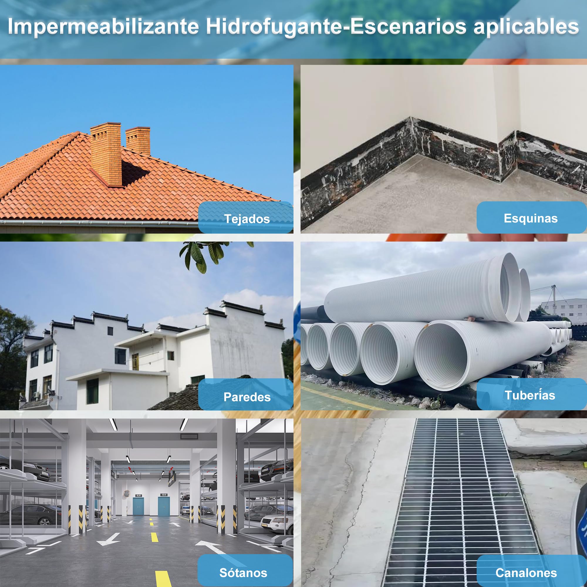 Impermeabilizante Transparente, Endhokn 1KG Hidrofugante Invisible, Sellador Fugas Agua, Waterproof Anti-Leakage, Sellador Impermeable Transparente Revestimiento Adhesivo para Interiores y Exteriores