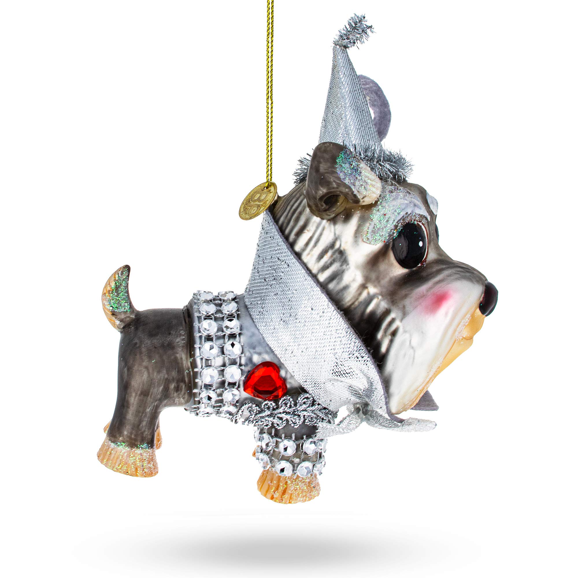 Charming Miniature Schnauzer Blown Glass Christmas Ornament