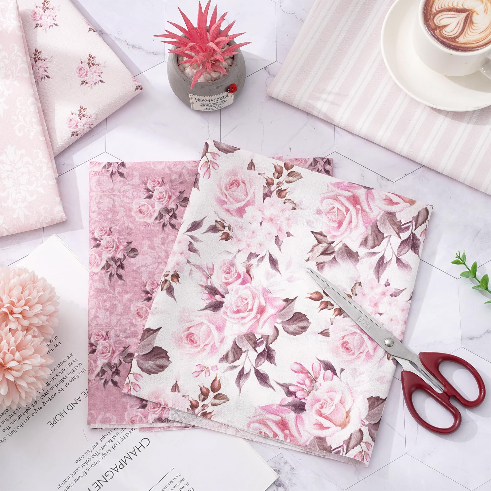 Amazon.com: JarThenaAMCS 12Pcs Floral Cotton Fabric Bundles Pink