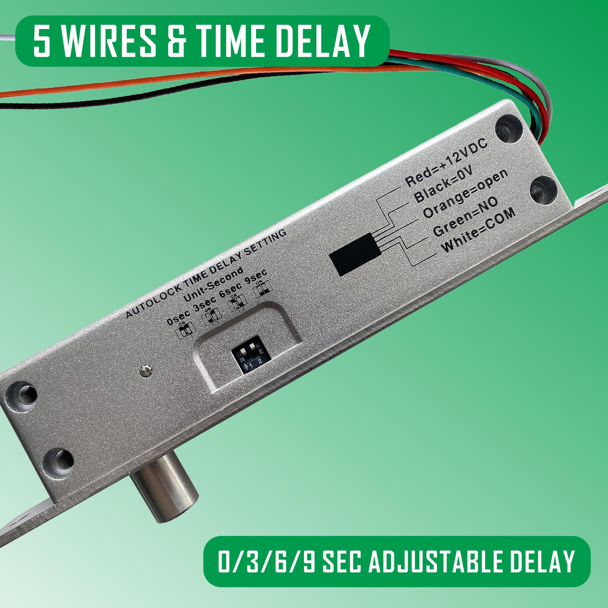 UHPPOTE NO Fail Secure DC12V Catenaccio Bullone di Scarico Elettrico Blocca la Chiusura della Porta Tempo Aprire il Filo | per il sistema di controllo accessi alla
