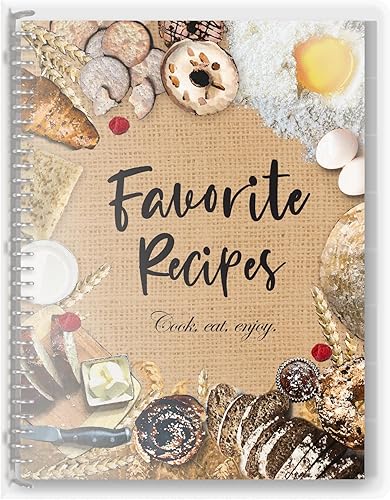 Libro de recetas para escribir en tus propias recetas de 8.5 x 11 pulgadas, tapa dura extraíble, hasta 200 recetas, papel premium de 4.23 onzas, 8