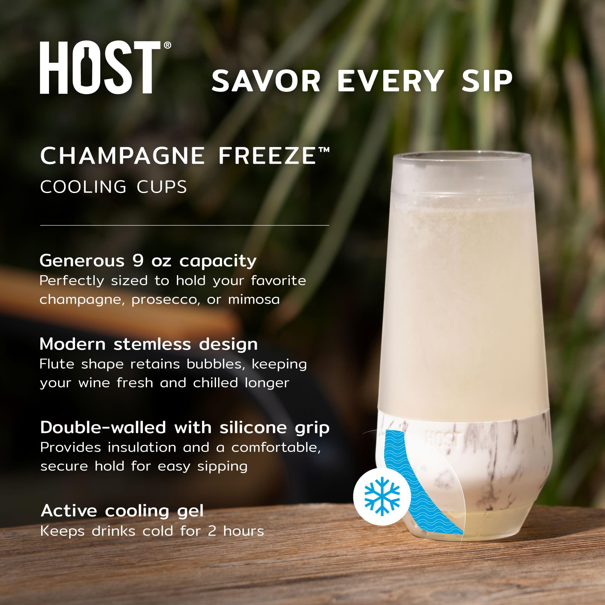 Host Champagne Freeze doppelwandiges Weinglas ohne Stiel für Sekt, Gläser, Trinkbecher, 266 ml, farbige Kunststoffgläser, dunkelviolett, 2 Stück
