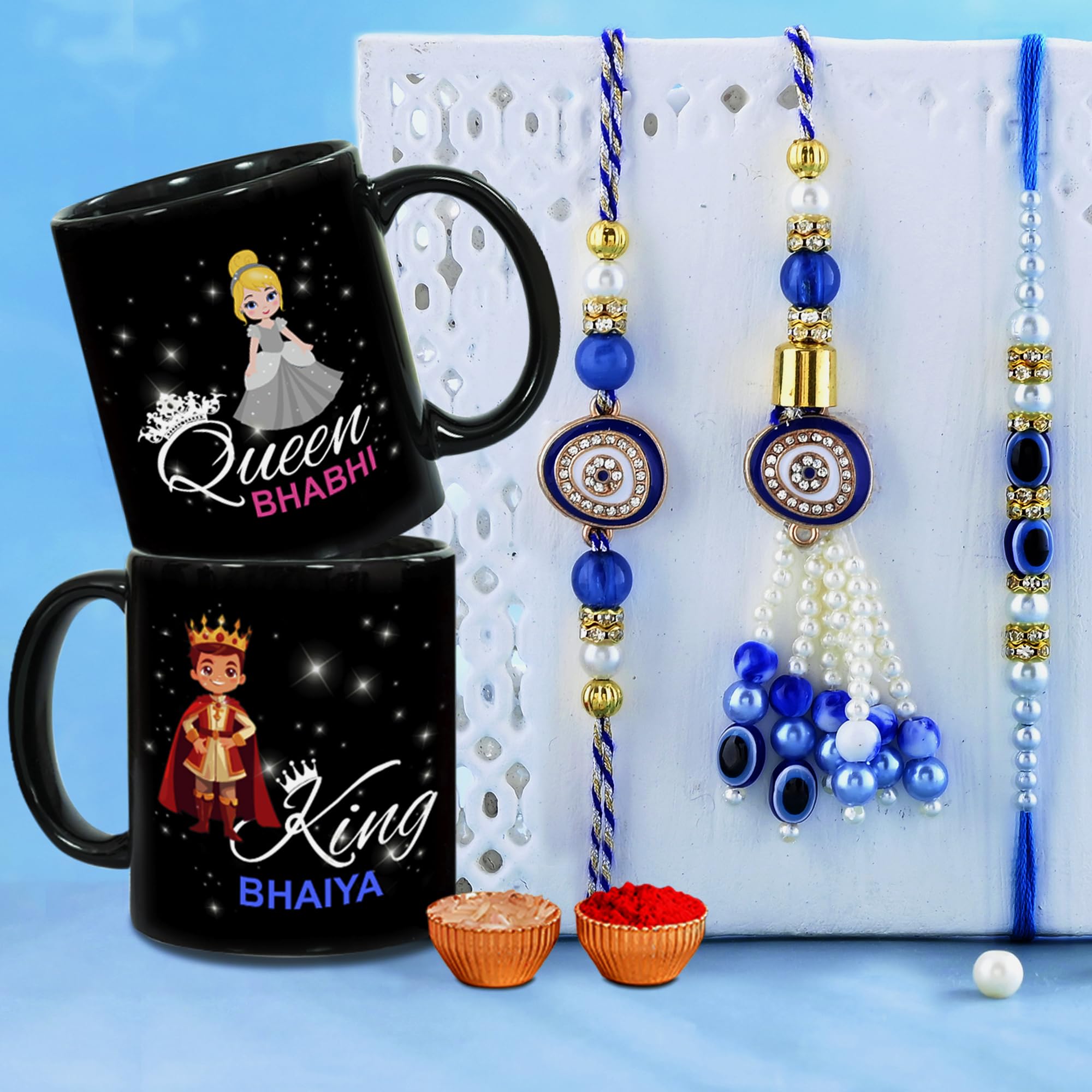 CraftVatika Evil Eye Rakhi Gift Set for Brother Bhabhi and Kids, Rakhi Mug Set for Brother and Bhabhi, Evil Eye Bhaiya Bhabhi Rakhi Set of 3, rakhis for Brother Kids, Rakshabandhan Gift Combo Set-image-21