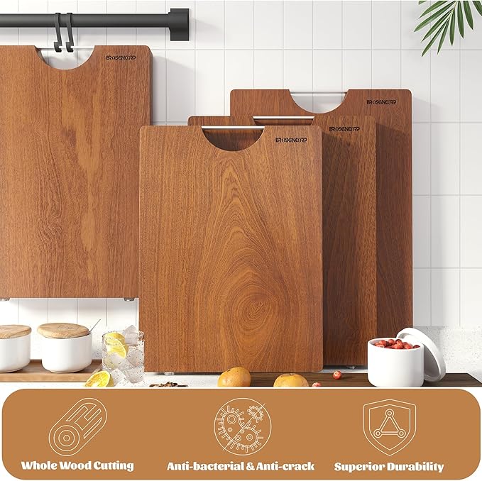 Real Solid Sapele Cutting Board One Piece No Glue Non Toxic All Whole Single Wood Butcher Block Thick Hard Wood Heavy Duty Edge Grain (X-Large, 17.71"L*11.81"W*1.18"Th)