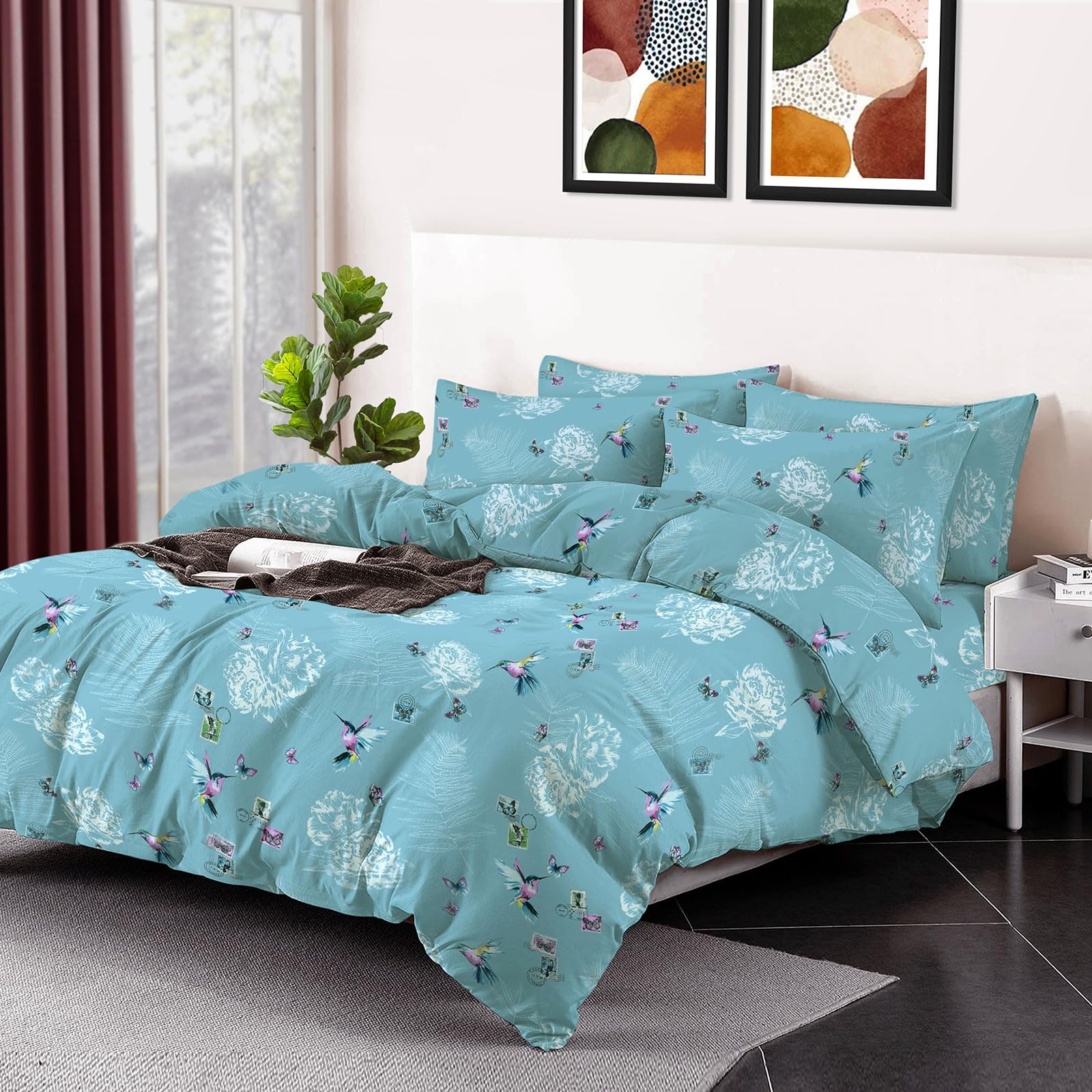 Shadow Sleep 3PCS King Size Duvet Cover Set Print 100% Egyptian Cotton 400 Thread Count Floral Printed Luxury Soft Bedding Breathable Hotel Quality Quilt Cover – 240x220cm — image 1