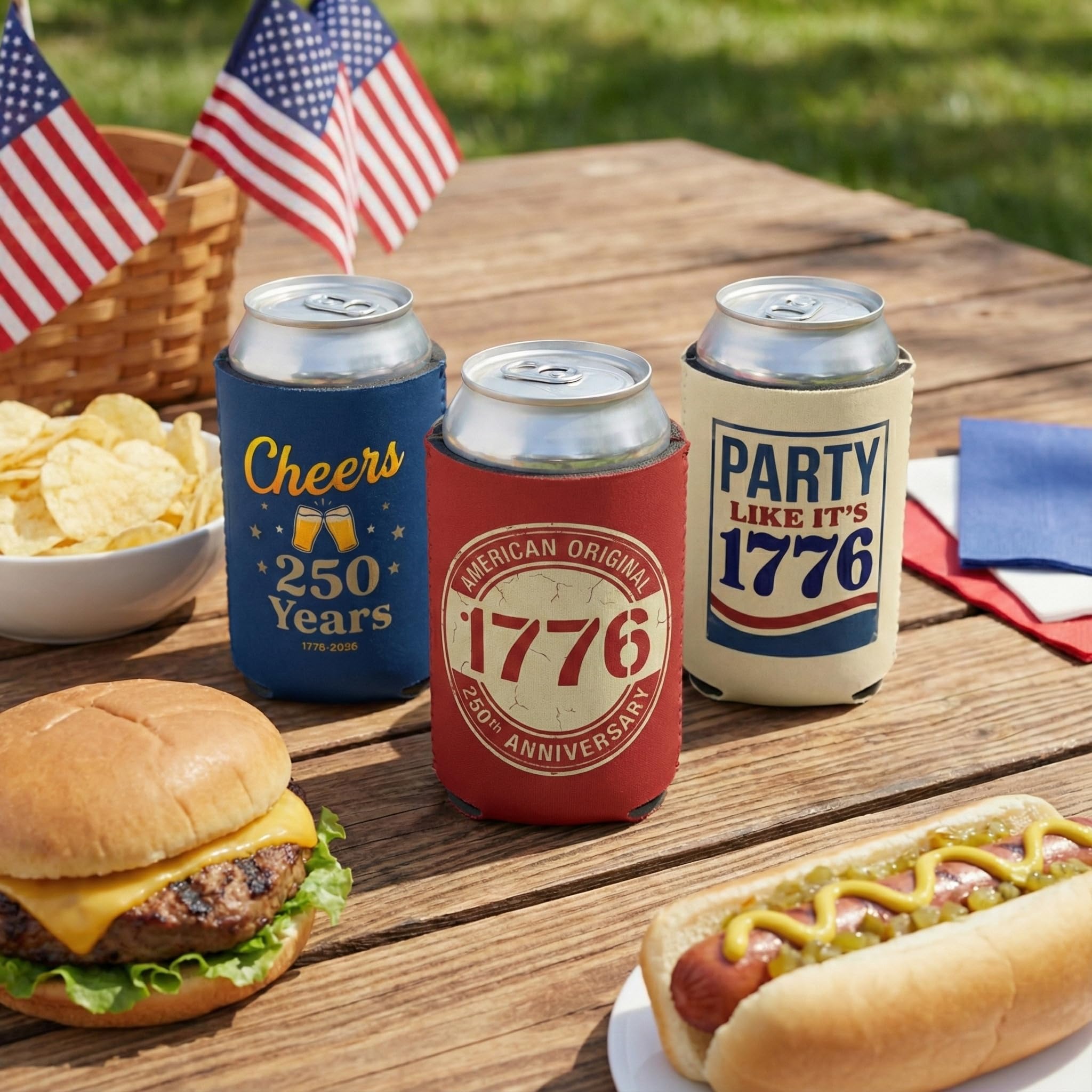 Amazon.com: [12 Pack] USA 250th Anniversary Can Coolers (1776-2026