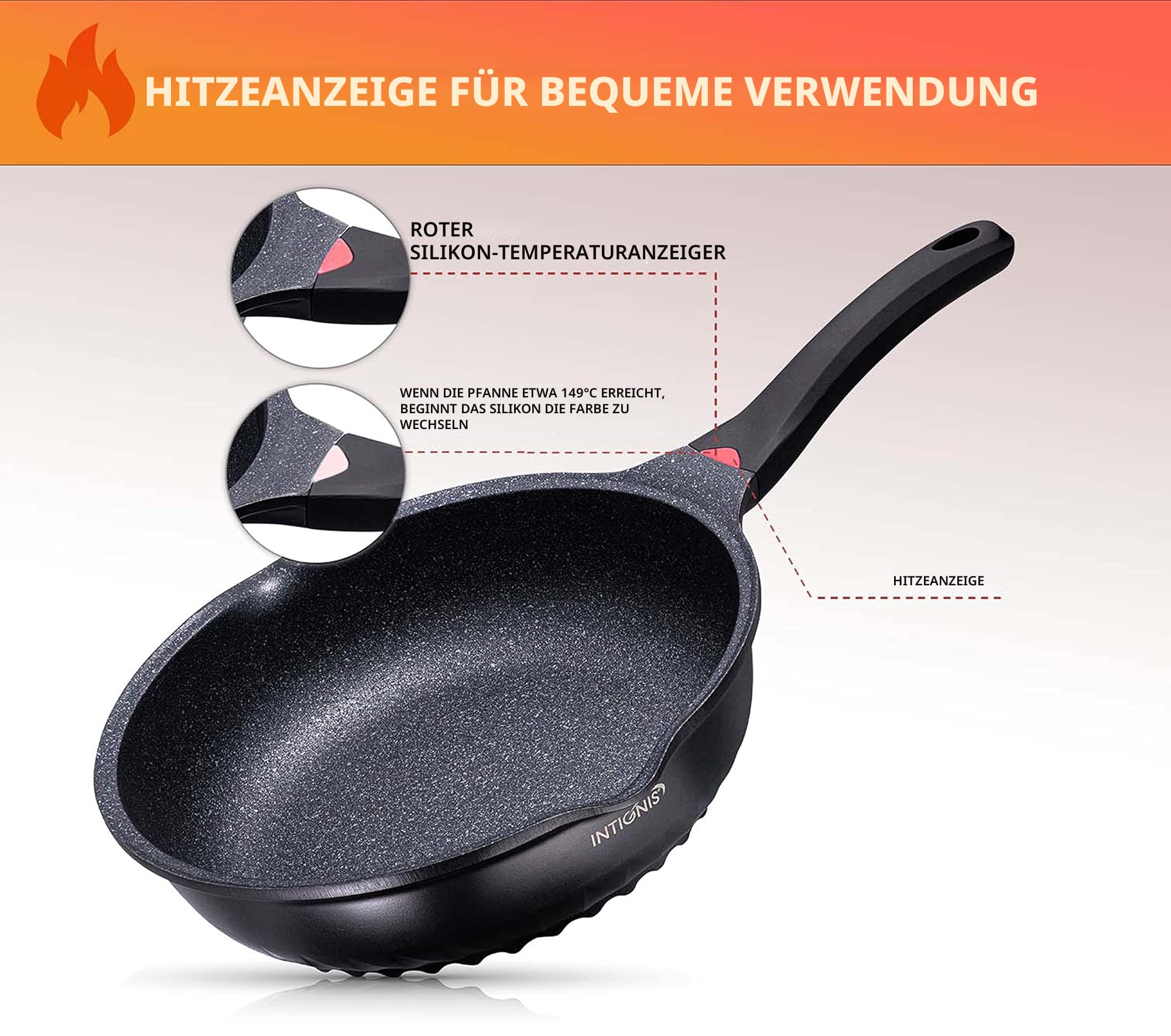 INTIGNIS Premium-Bratpfanne mit Deckel, Kratzfest, 30 cm, Extra Tief, Kompatibel mit allen Herdarten, Einschließlich Induktion, Frei von Chemikalien, Super Antihaftbeschichtet