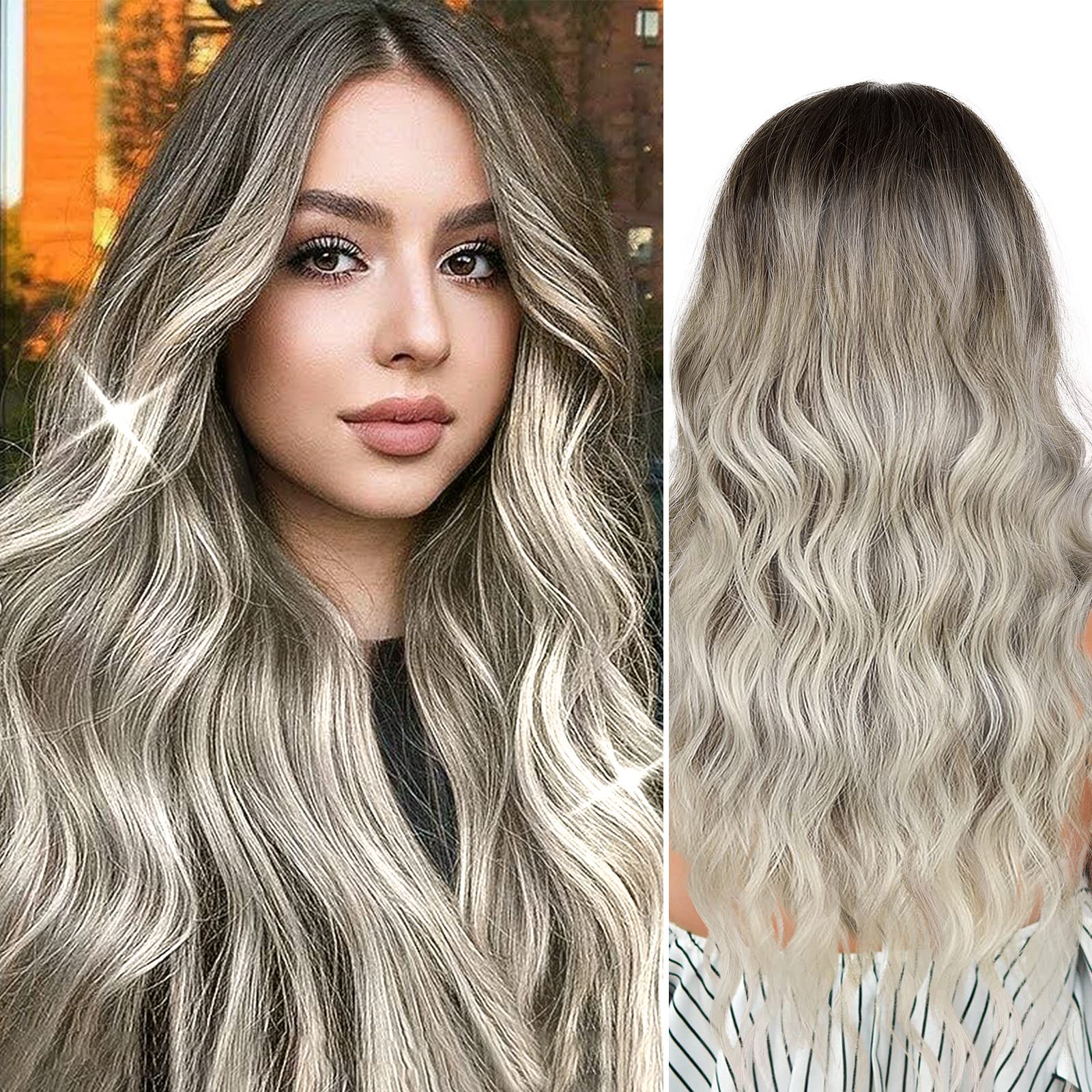 Amazon.com : Peyan Long Wavy Wigs for Women Ombre Blonde Wig Middle Part Curly  Hair Wig Natural Looking Synthetic Heat Resistant Fibre Replacement Wigs  for Daily Party Use : Beauty & Personal