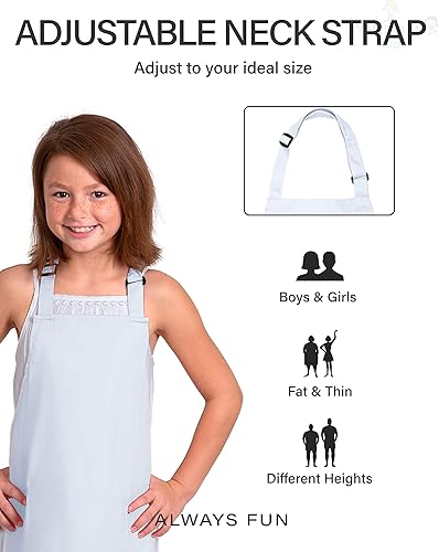 Miniatura 16 de Delantal para niños, mediano, 100% algodón con una correa ajustable para adaptarse a todas las edades Azul,Negro -,Verde,Blanco,Rojo