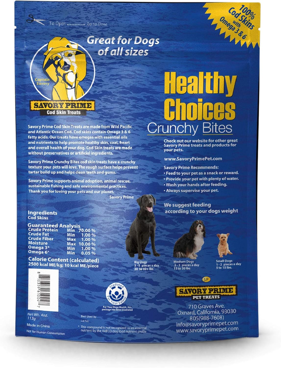 Savory Prime Cod Skin Crunchy Bites, 4-Ounce (61004)