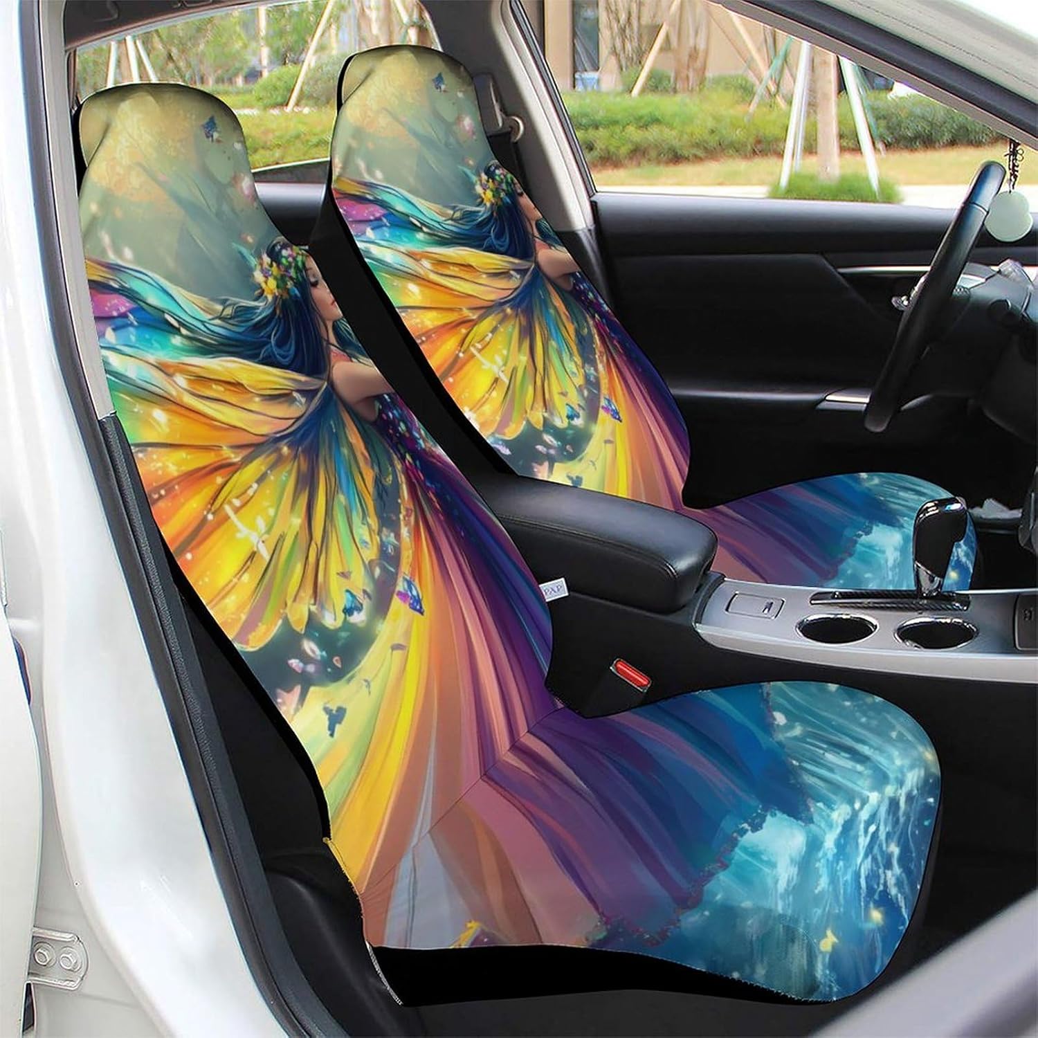 Beautiful Butterfly Fairy Car Seat Covers Universal Car Front Seats Protector Auto Interior Accessories 1PCS