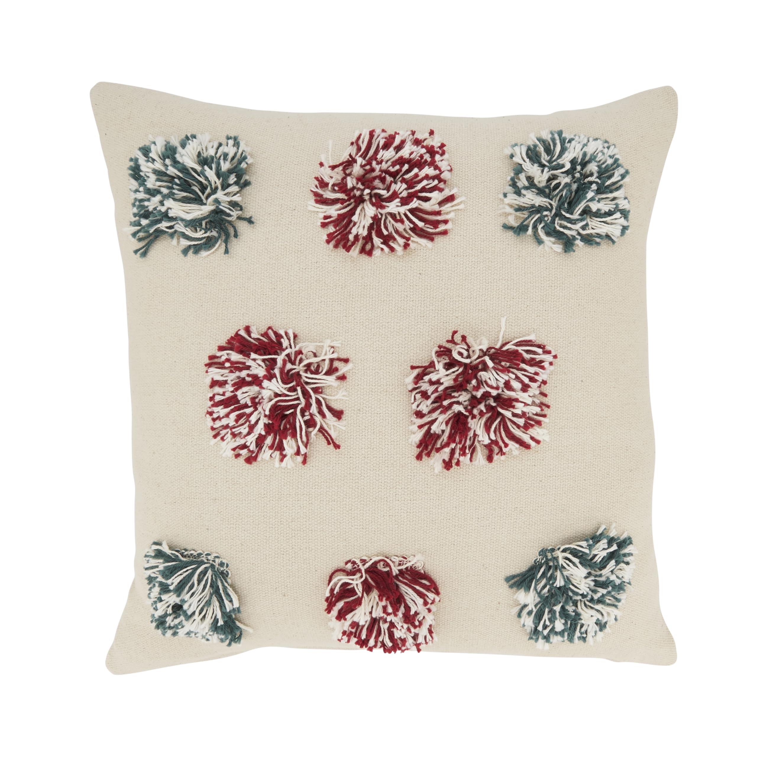 SARO LIFESTYLE Fuzzy Fun Pom Pom Throw Pillow Cover
