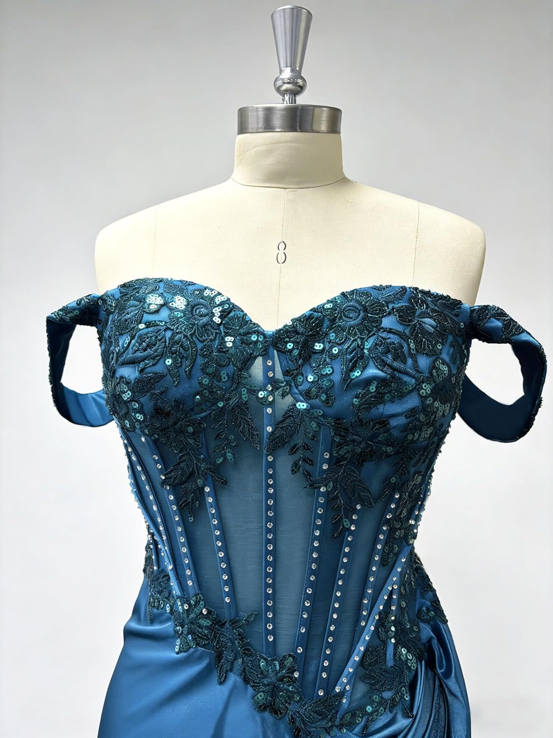 Women's Lace Applique Satin Prom Dresses 2026 Sparkly Off The Shoulder Mermaid Formal Evening Gowns P05 - Image 3