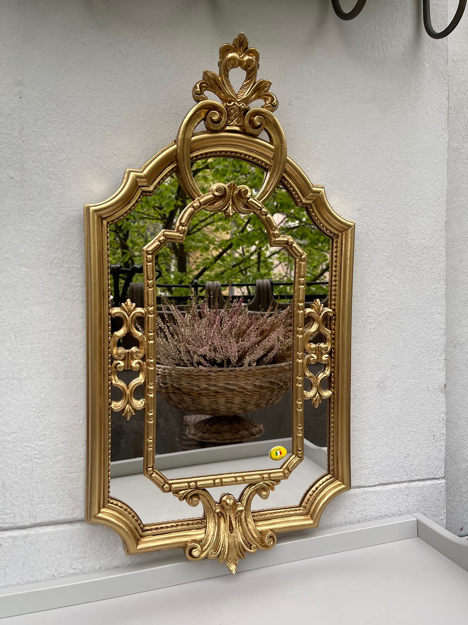 artissimo Decorative baroque wall mirror gold oval mirror antique rococo bathroom mirror 49x32 Shabby Prunk mirror c445