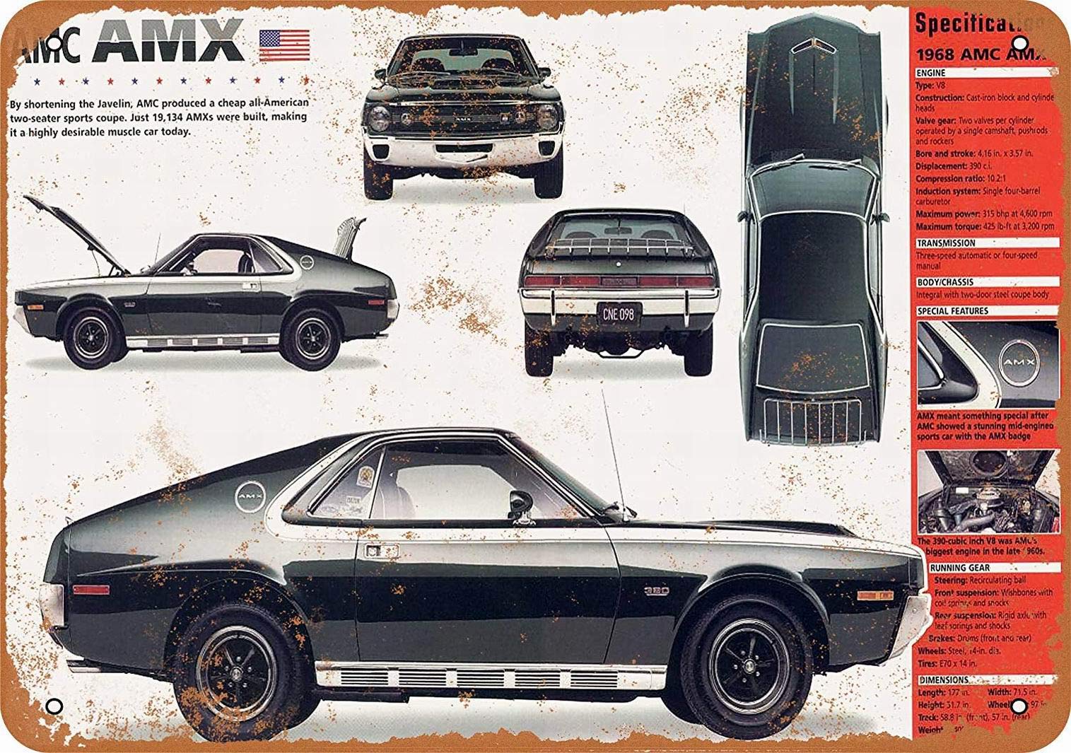 FsdvaFsdva 12 x 16 Metal Sign - AMC AMX - Vintage Wall Decor Home Decor
