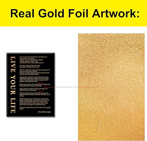 Miniatura 3 de Lienzo inspirador de papel de aluminio dorado para pared, impresión motivacional con cita de Live Your Life, lienzo enmarcado, obra de arte,