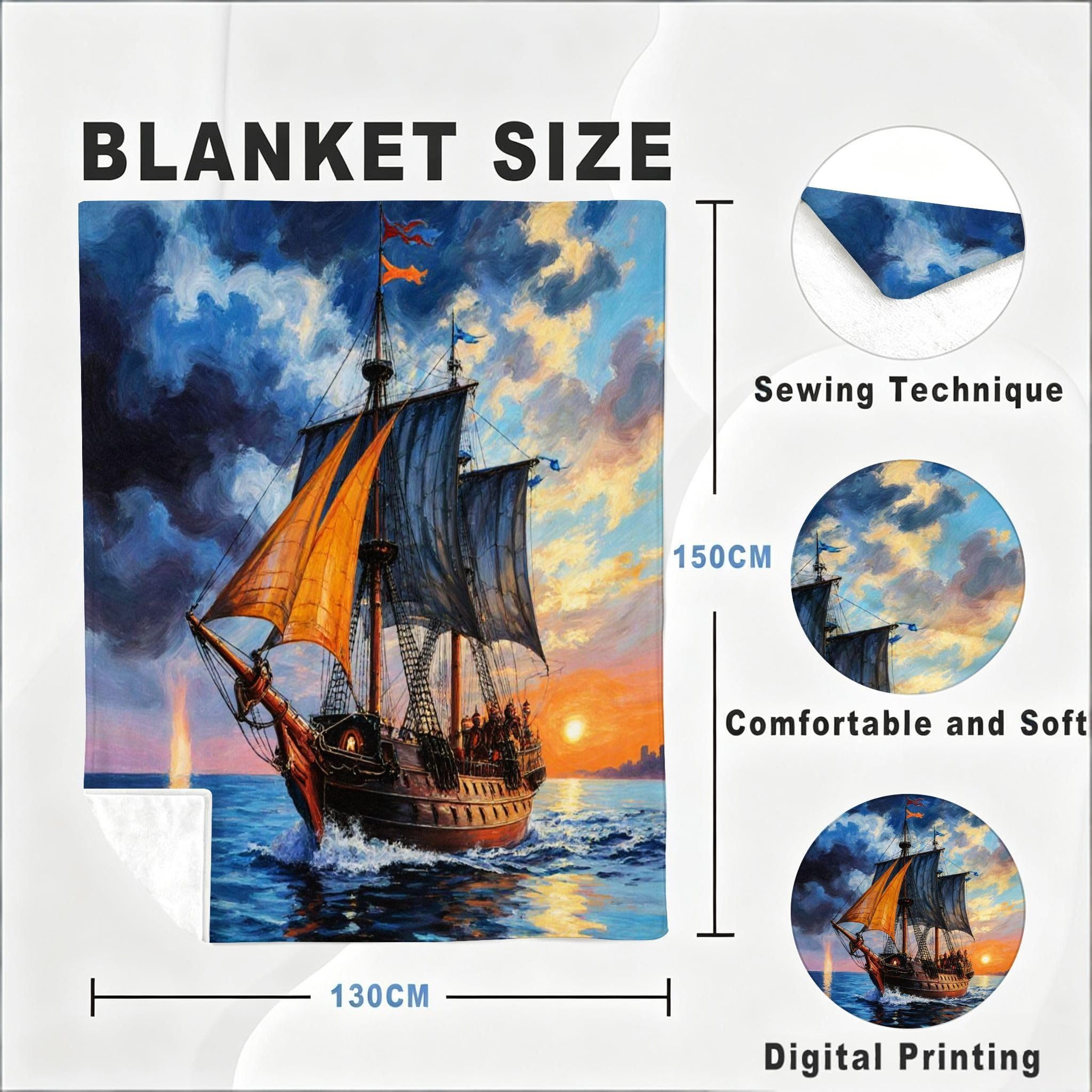 Manta Franela Sherpa 3D Velero 3D 240x260cm para Cama 180-A326