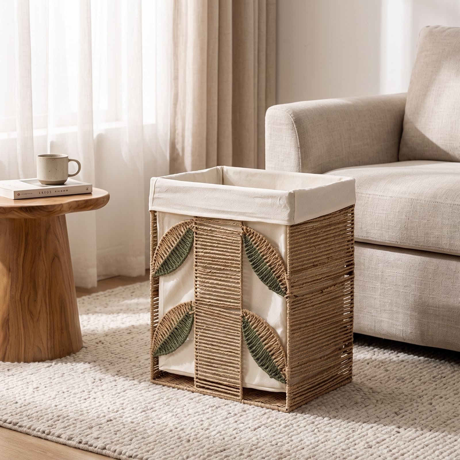 F Fityle Cesta de Almacenamiento Rectangular Tejida con Forro Extraíble Organizador Contenedor Cesto con Estructura Estable y para, Pequeño, style to 2
