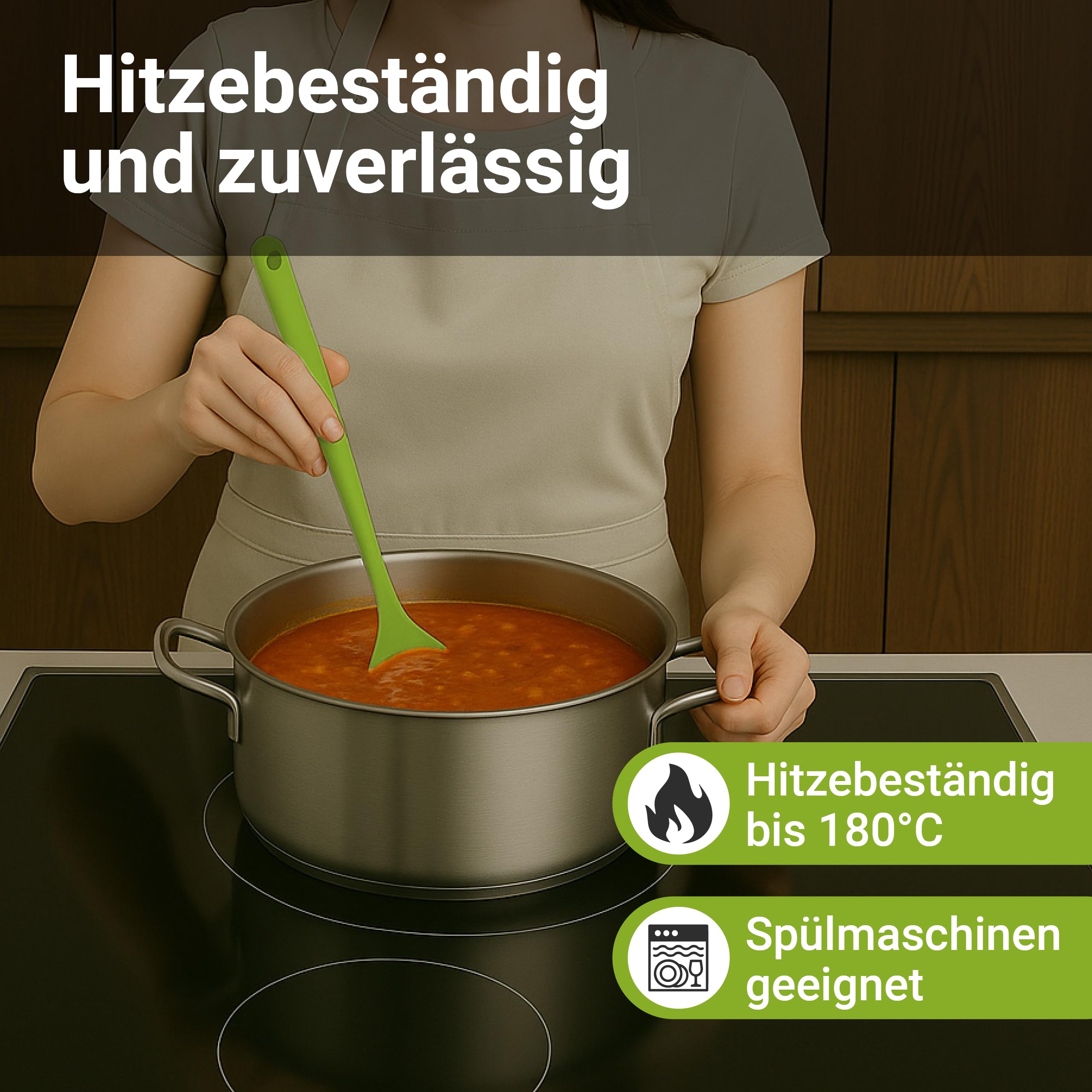 Kigima Cucchiaio da cucina plastica (Verde, (4 Pz))