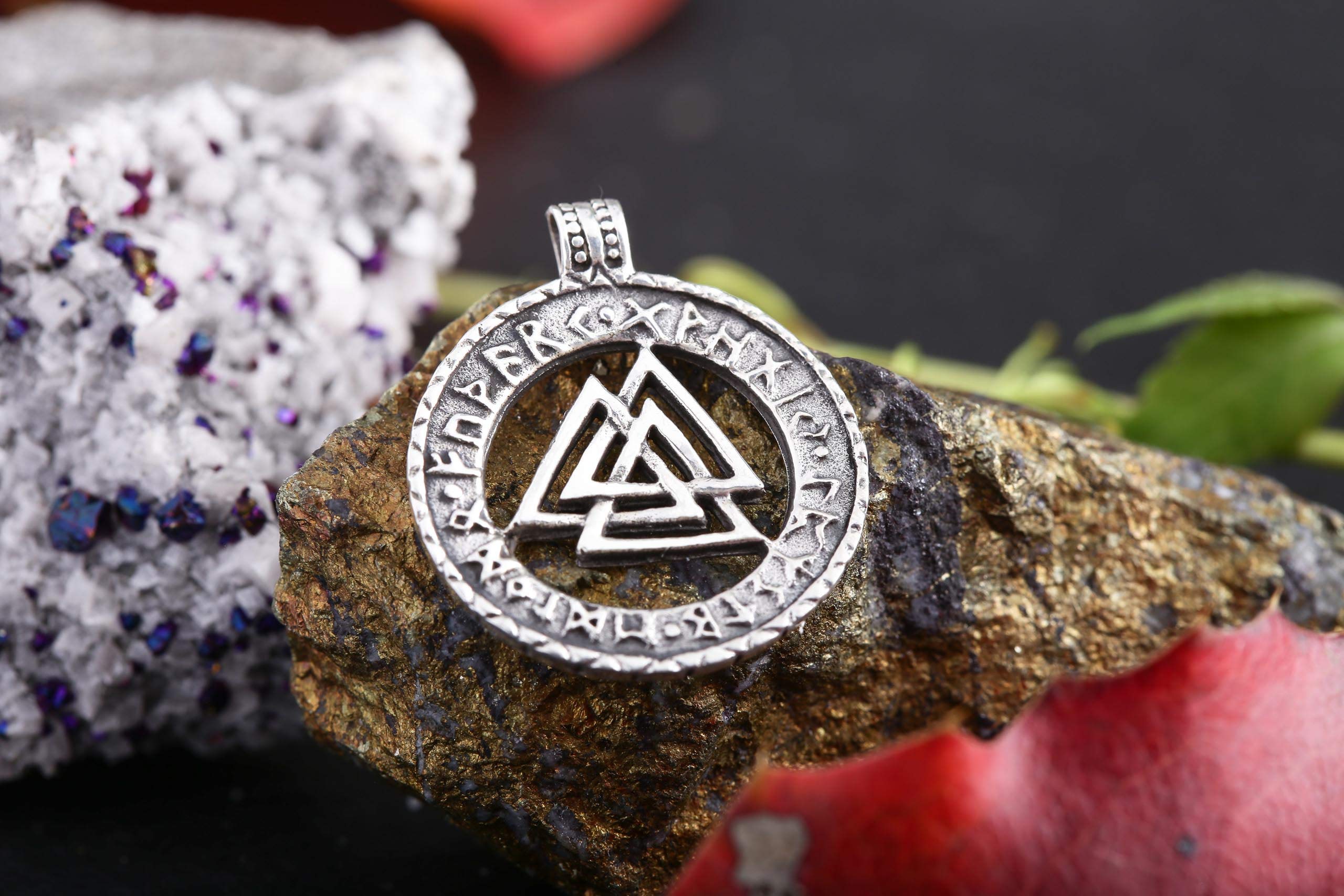 Windalf Wikinger Schmuck Anhänger VALKNUT 2.6 cm Wotansknoten Runen 925 Sterlingsilber