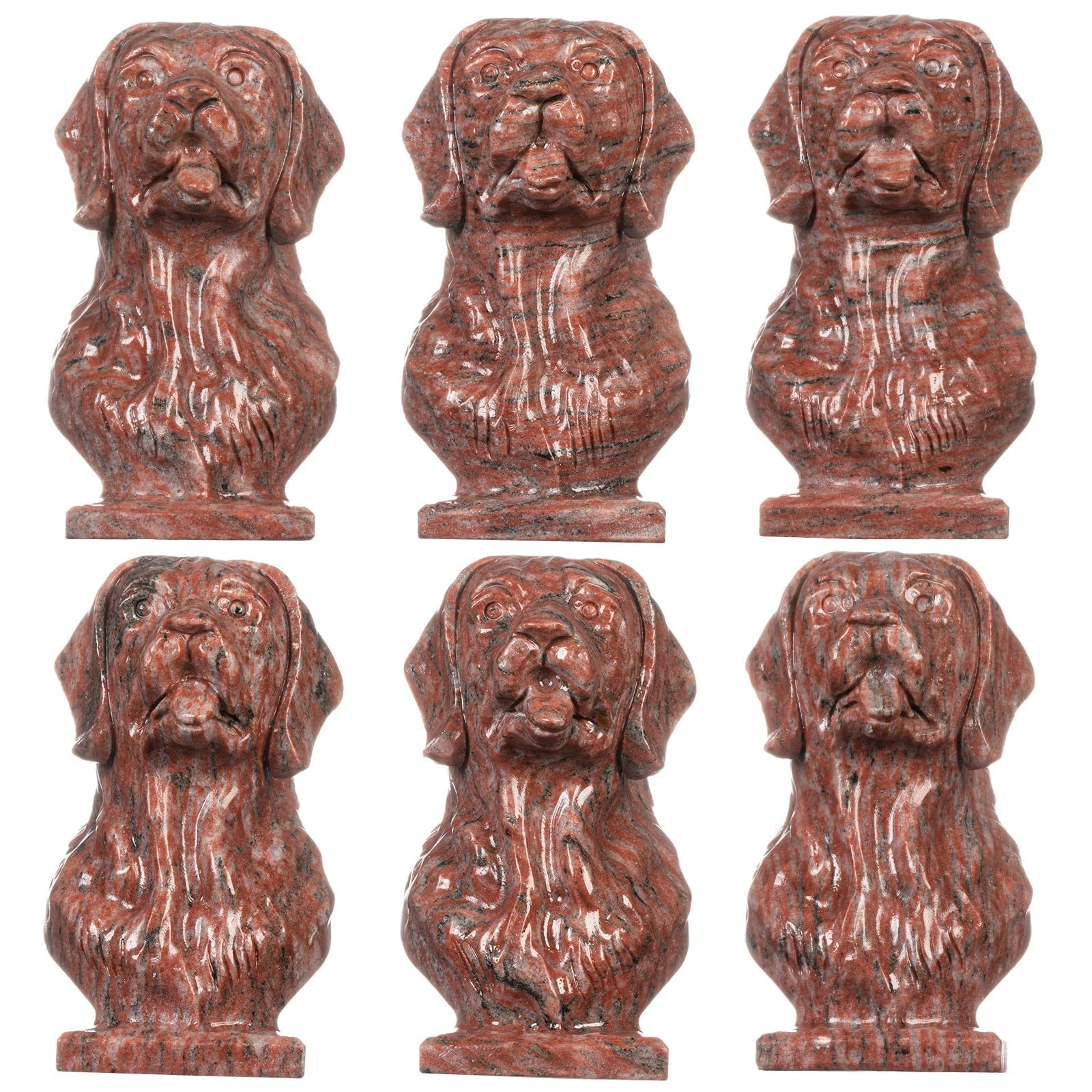 mookaitedecor Hand Carved Natural Sesame Red Stone Dog Figurine Sculpture Animal Ornament for Home Indoor Dog Bust Art Statue Novelty Gift for Dog Lover Collectible Figurine Red Room Decor - Image 4