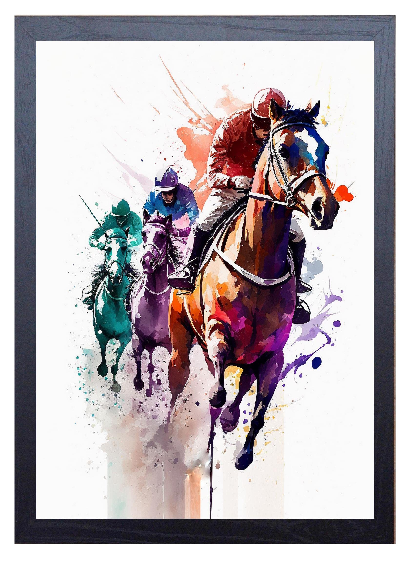 Beauitiful vivid fine art print of Horse Racing painting (picture 5) (A4 PRINT ONLY) (29.7 X 21CM), Multi - Image 2