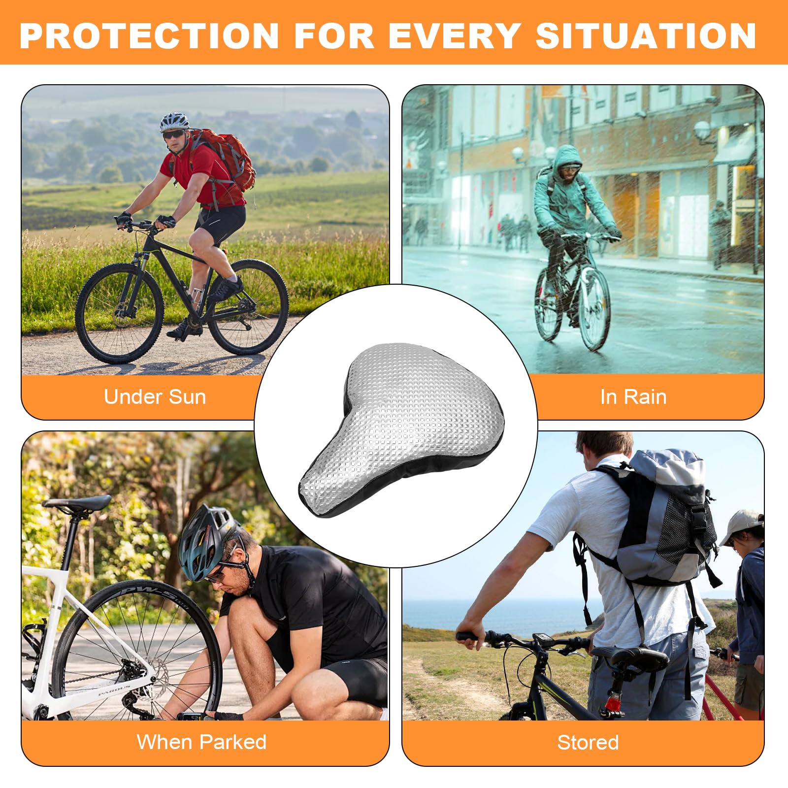 2PCS Copri Sella Bici Imbottito con Copertura Impermeabile, Coprisella Bici Impermeabile Cuscino Ergonomico per Coprisella Bici Imbottito da Donna e da Uomo Adatto alla Maggior Parte delle Biciclette