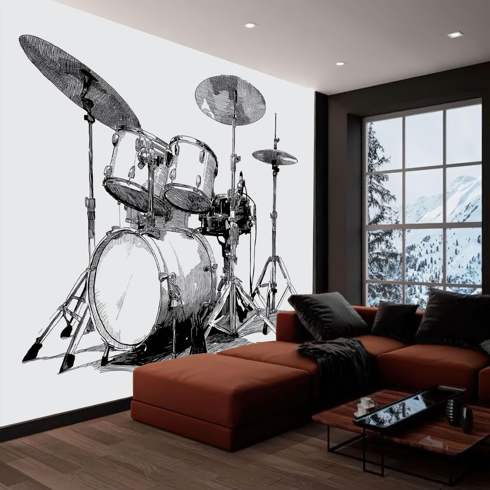 Papel pintado fotográfico para habitación infantil con minimalismo, música geométrica, percusión, papel pintado no tejido para salón, dormitorio, niños, papel pintado fotográfico – fácil de colocar