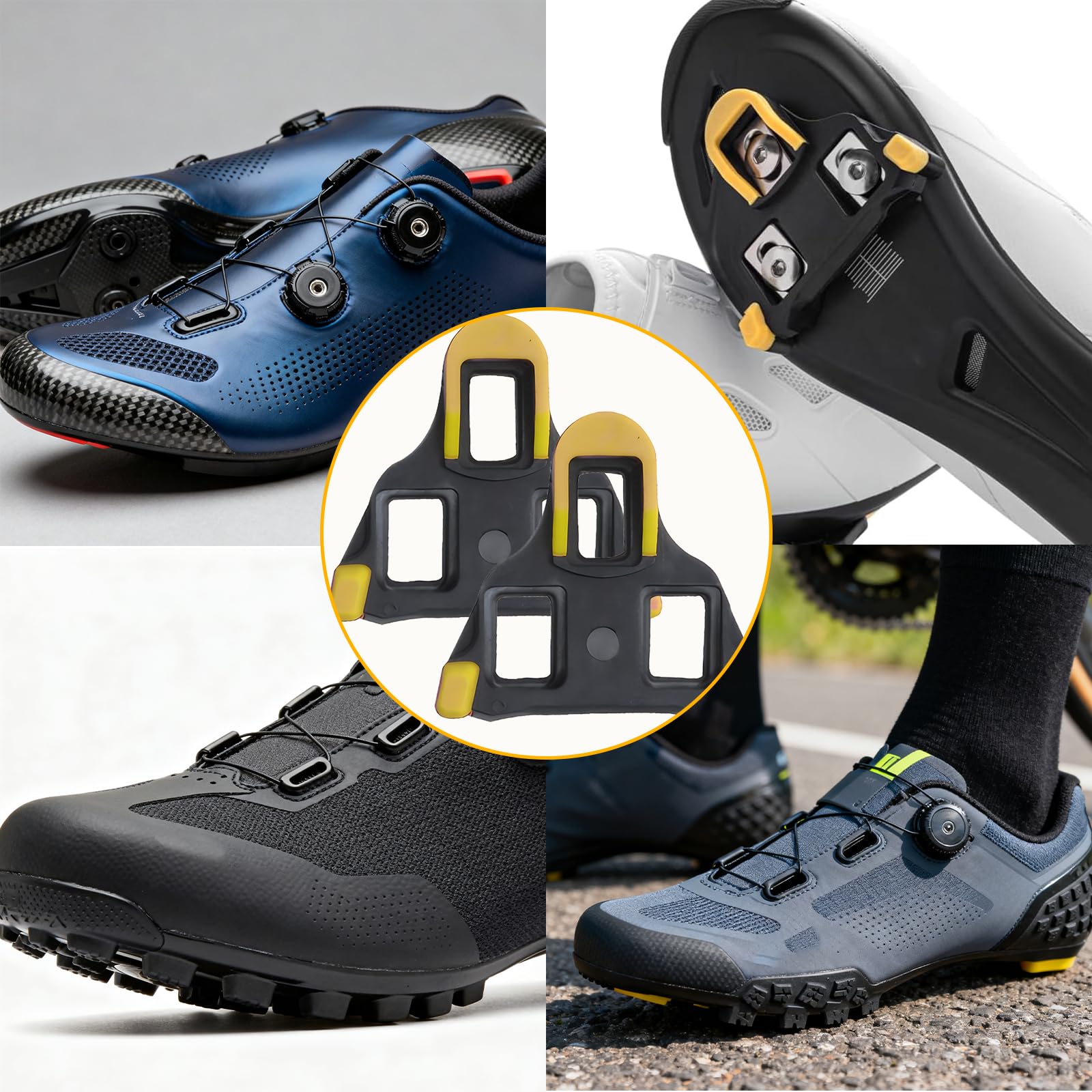 Cuñas de Pedal Bicicleta 1 par compatibles SPD-SL, cuñas para Zapatillas Ciclismo 3 Orificios, Resistentes Antideslizantes para Carretera montaña
