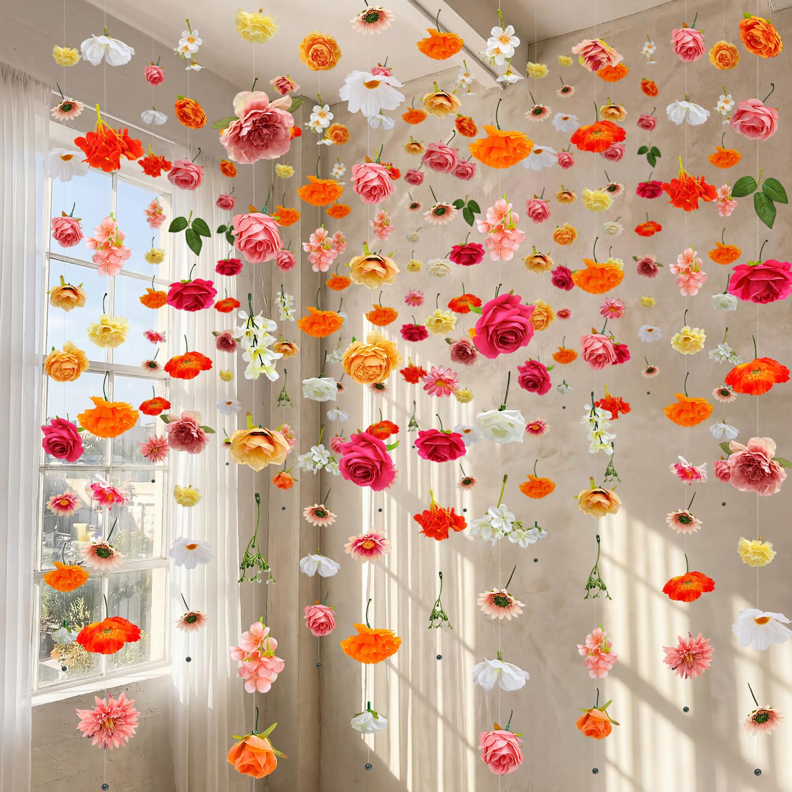 XunYee 6 Pcs 35.4 ft Flower Garlands Artificial Wildflower