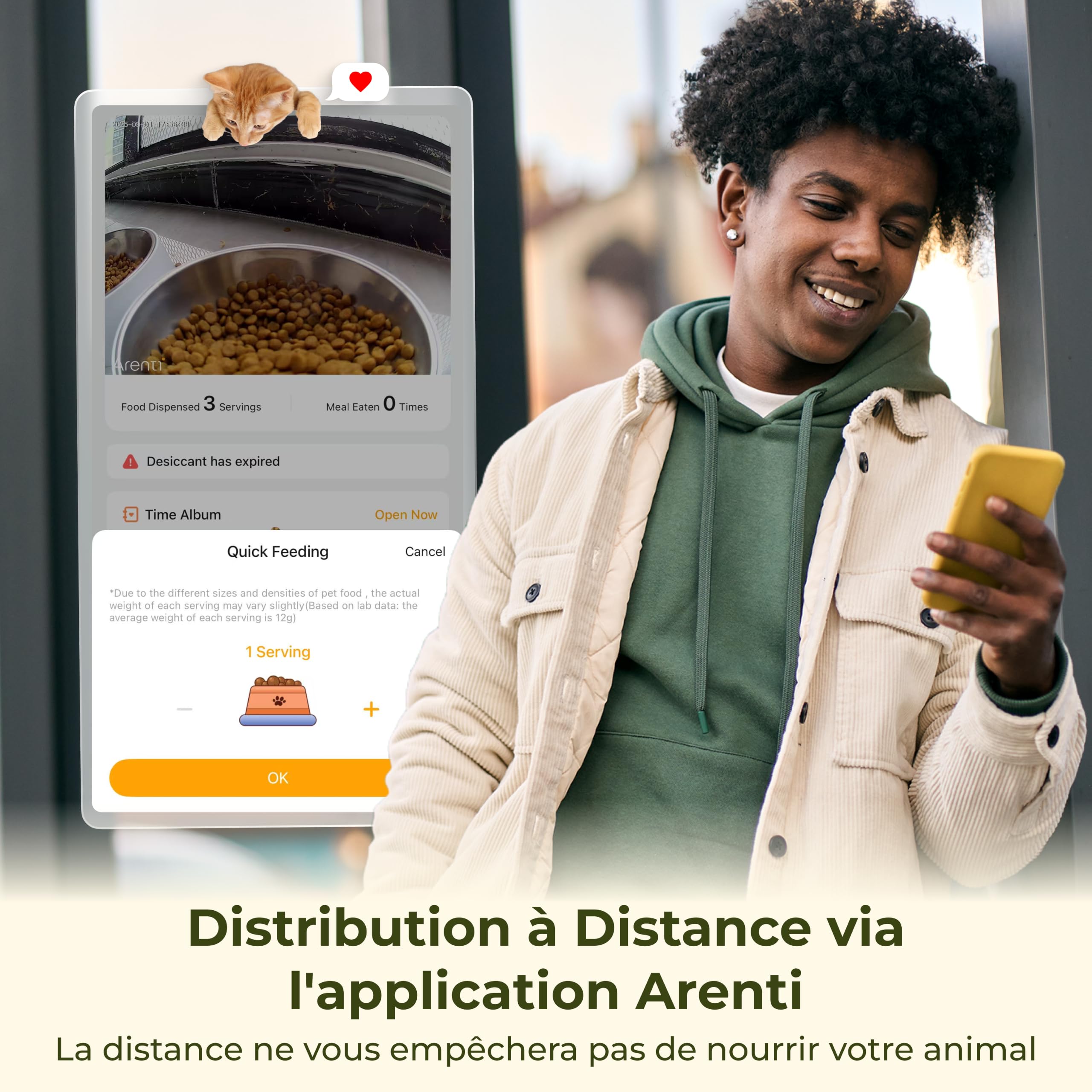 Distributeur Automatique pour Chat/Chien avec caméra 2K, Wi-FI 5G, 4L, Programmation, capteurs Faible Niveau & Blocage, Audio 2 Voies, Vision Nocturne, alertes aboiement & Mouvement