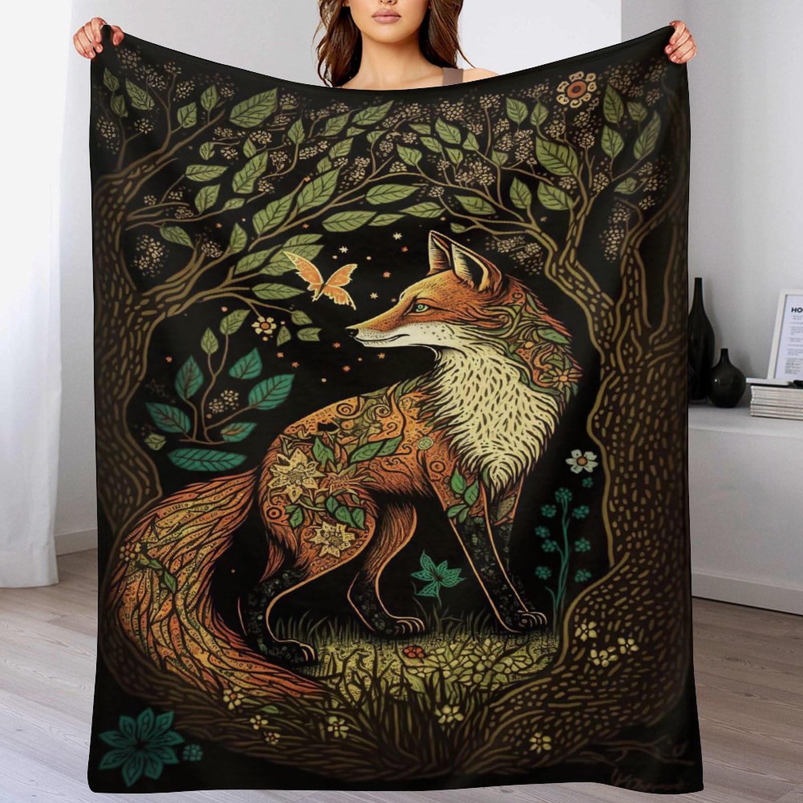 Couverture renard en peluche supérieure, jeté de lit souple et duveteux 180x200