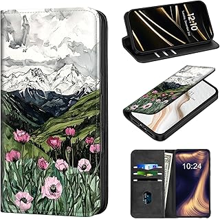 Wallet Case for Boost Summit 5G 2024–Mountain Range Field, Flip PU Leather Cover with RFID Blocking Credit Card Holder, Magnetic Closure Phonecase for Boost Summit 5G 2024