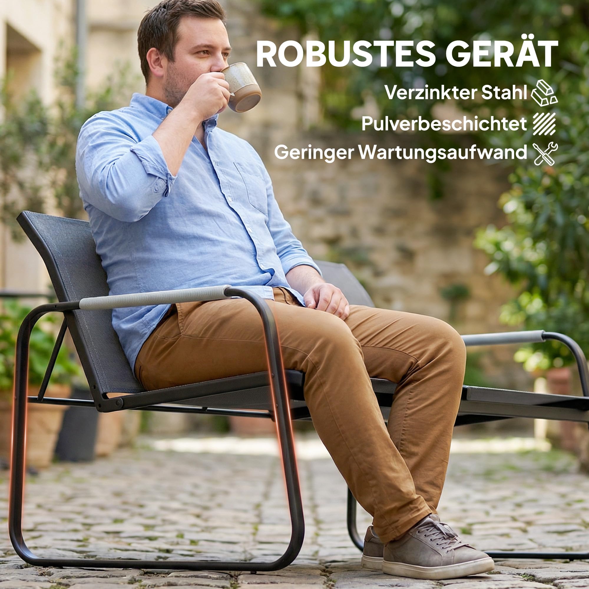 Outsunny Gartenmöbel Set Sitzgruppe für 4 Personen Atmungsaktiv Grau | 2er Sofa, 2 Sessel, Seilflecht, Rund Tisch, Fußpads, Wetterfest, Outdoor Balkonmöbel, Terrassenmöbel, für Garten Balkon