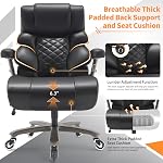700lbs Grande et grande chaise de bureau-Grande chaise de réception haute avec support Lombaire réglable 3D Flip bras Plus Taille roues, chaise d'ordinateur exécutif, base en métal lourd, large siège rembourré épais